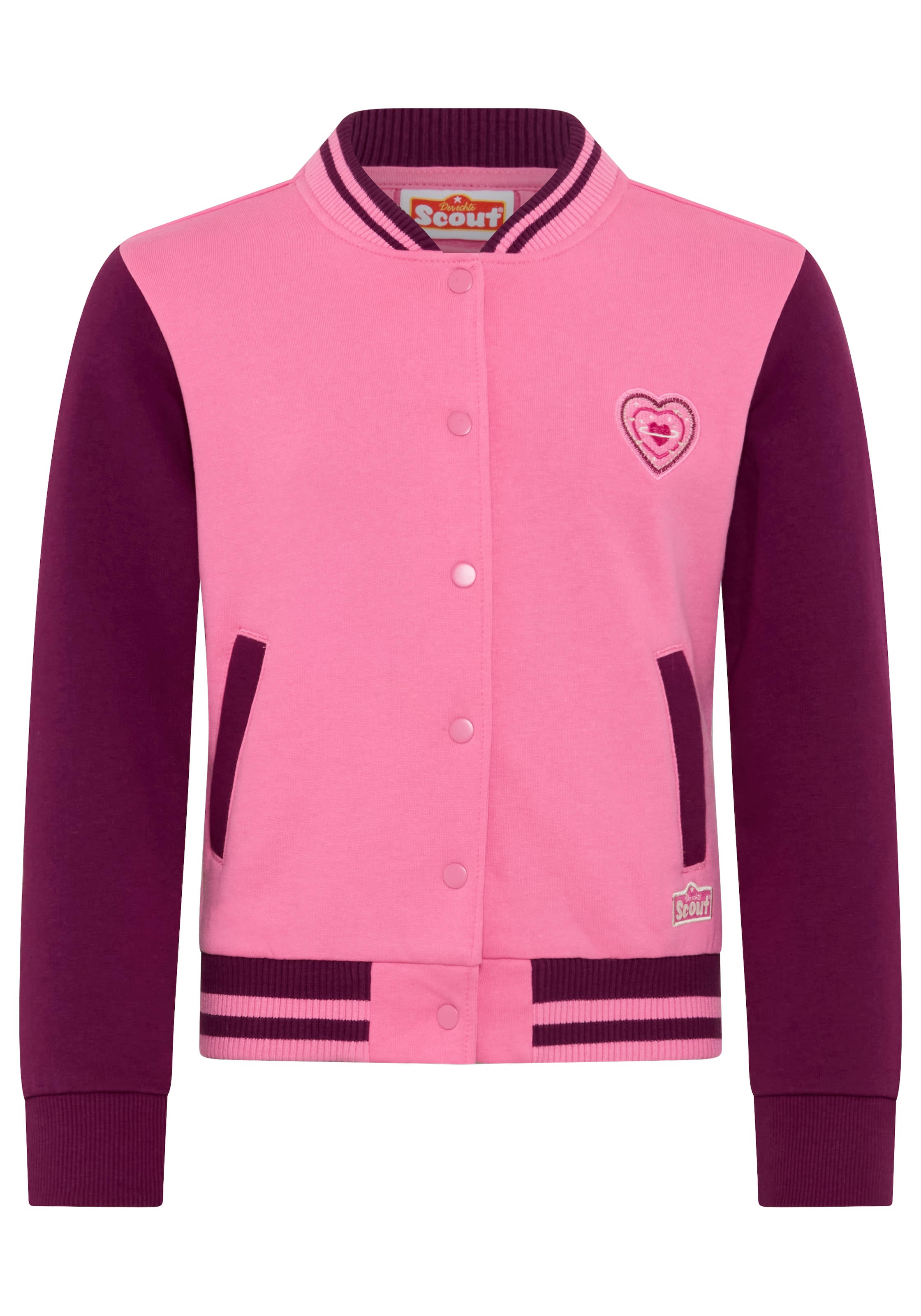 Scout Sweatjacke »College-Sweatjacke mit Badge - NEU von SCOUT« Collegejacke mit Ringelbündchen, aus angerauter Ware