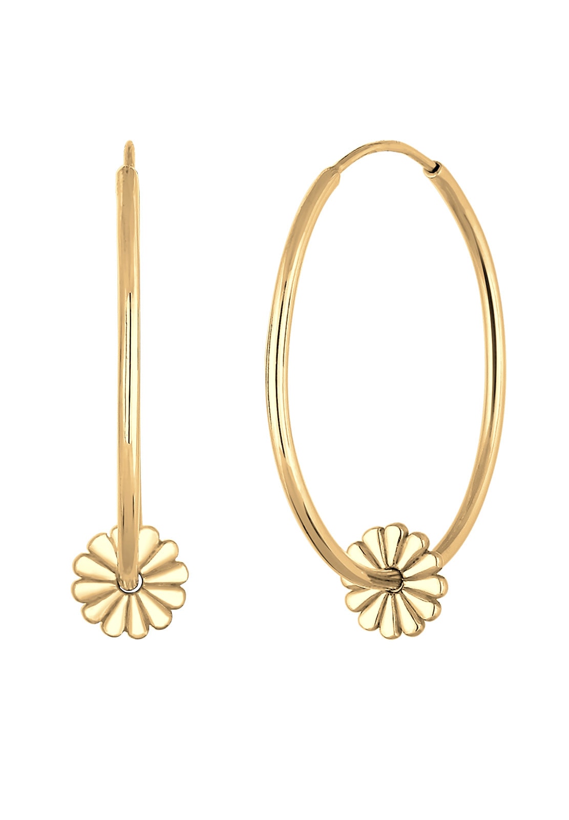 Elli Paar Creolen »Ohrringe Creole Blume 925 Sterling Silver vergoldet«