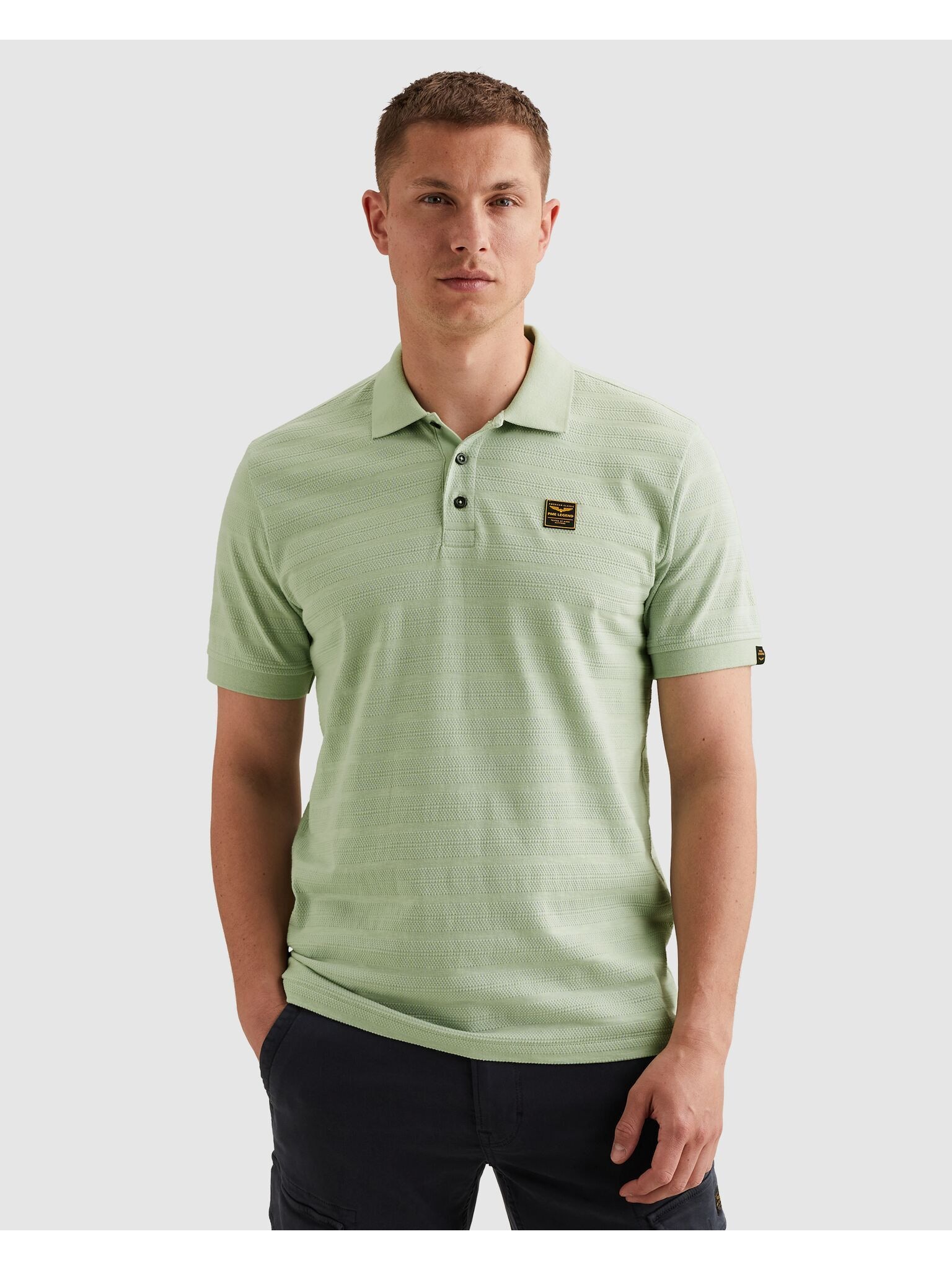 PME LEGEND Poloshirt »Short sleeve polo jacquard jersey stripe« mit Logo Stickerei