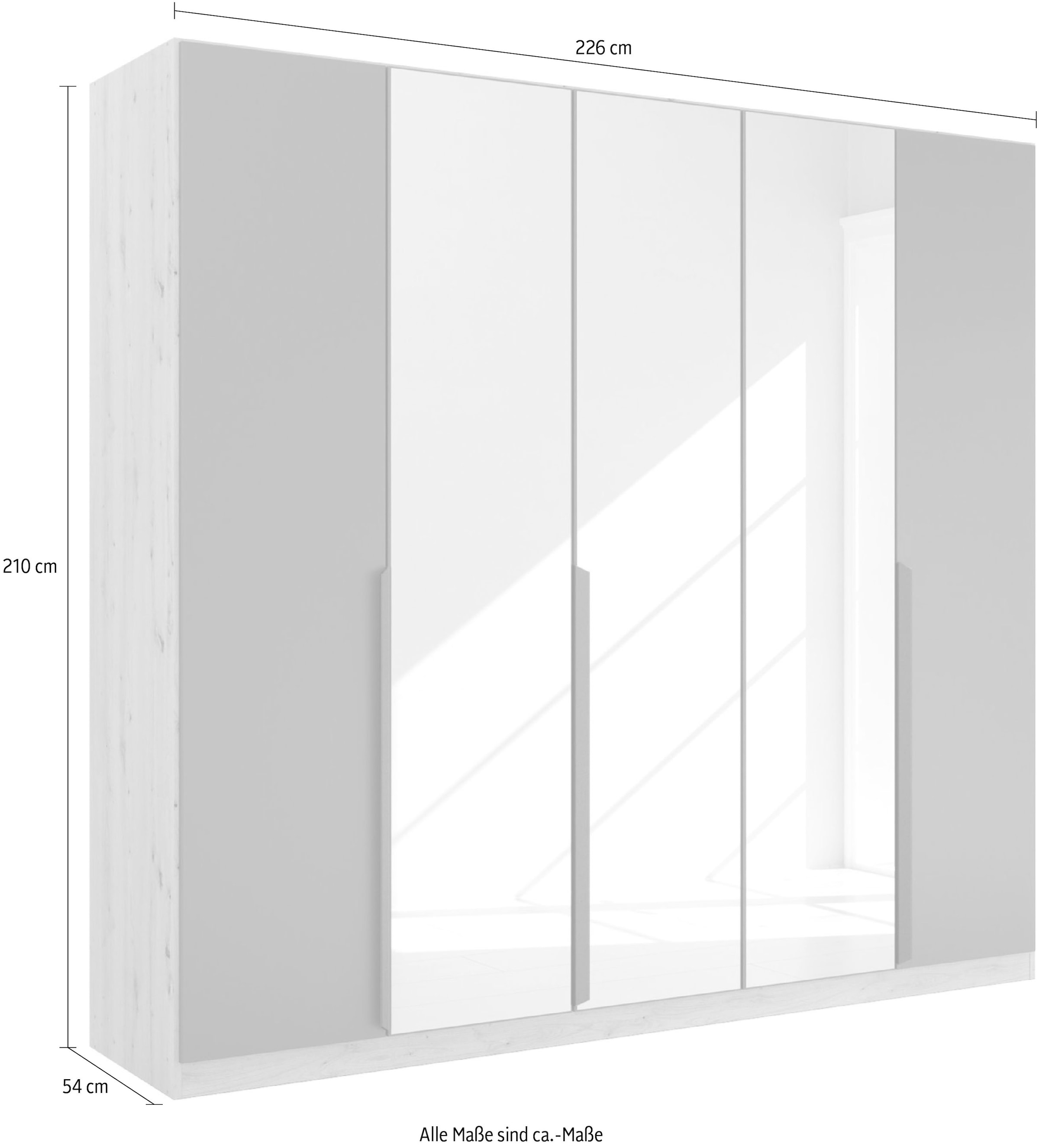 rauch Drehtürenschrank »Dark&Wood by Quadra Spin«, im Industrial Style mit Metallgriffstangen, mit Spiegel