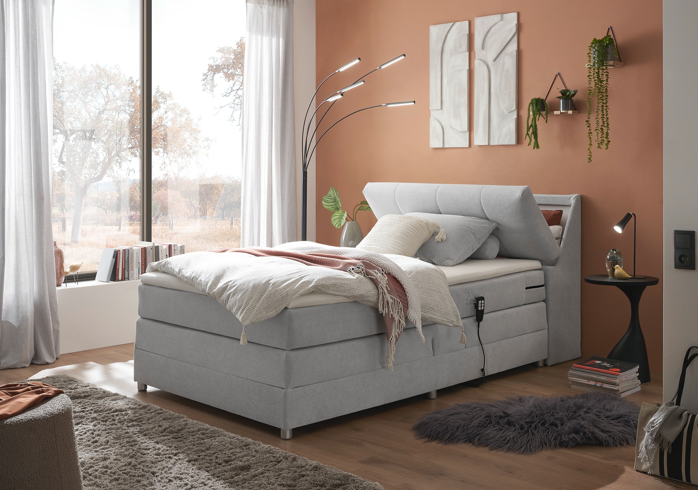 ED EXCITING DESIGN Boxspringbett »Toulouse«, inkl. Motor, inkl. Stauraum im Kopfteil