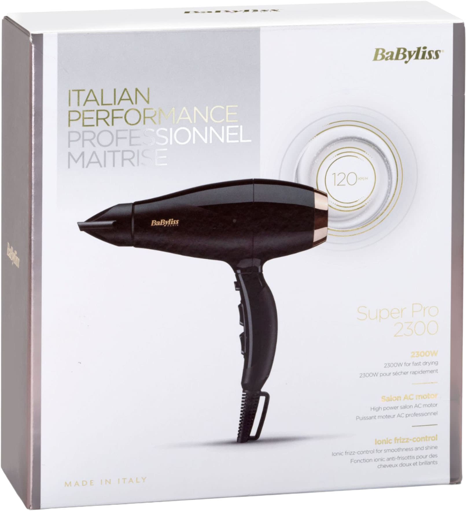 BaByliss Ionic-Haartrockner »BaByliss Super Pro 2300 Profi-Haartrockner, 6714E« 2.300 W 2 Aufsätze 2300W, Ionen-Technologie, Föhn mit 2 Aufsätzen, Made in Italy