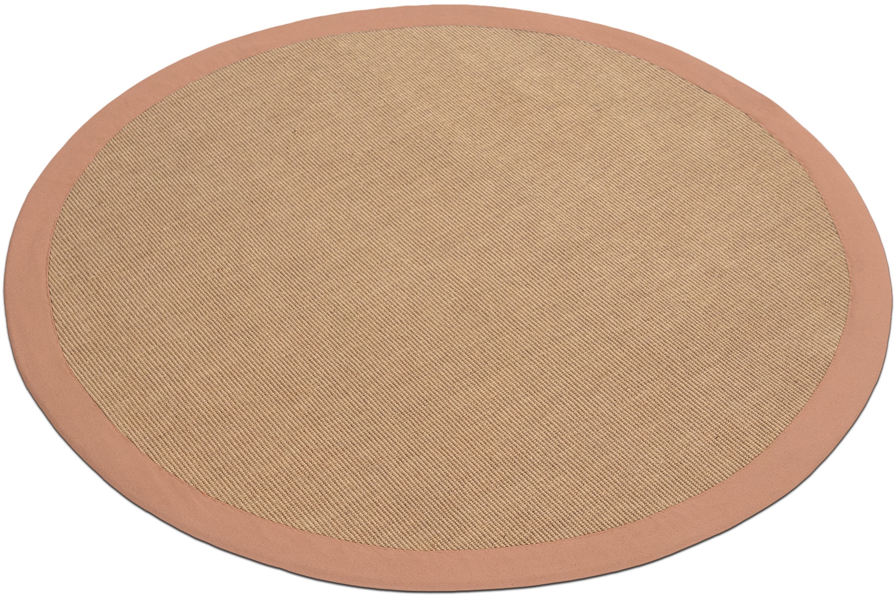carpetfine Sisalteppich »Sisal«, rund, 5 mm Höhe, mit farbiger Bordüre, Anti-Rutsch Rückseite