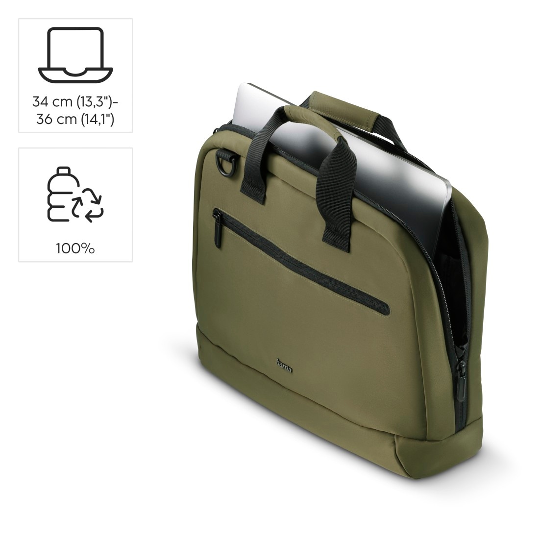 Hama Laptoptasche »Laptoptasche 13,3“ – 14,1“ (leicht, gepolstert, wasserfest, 2 Fächer)«, Nachhaltig, recycled