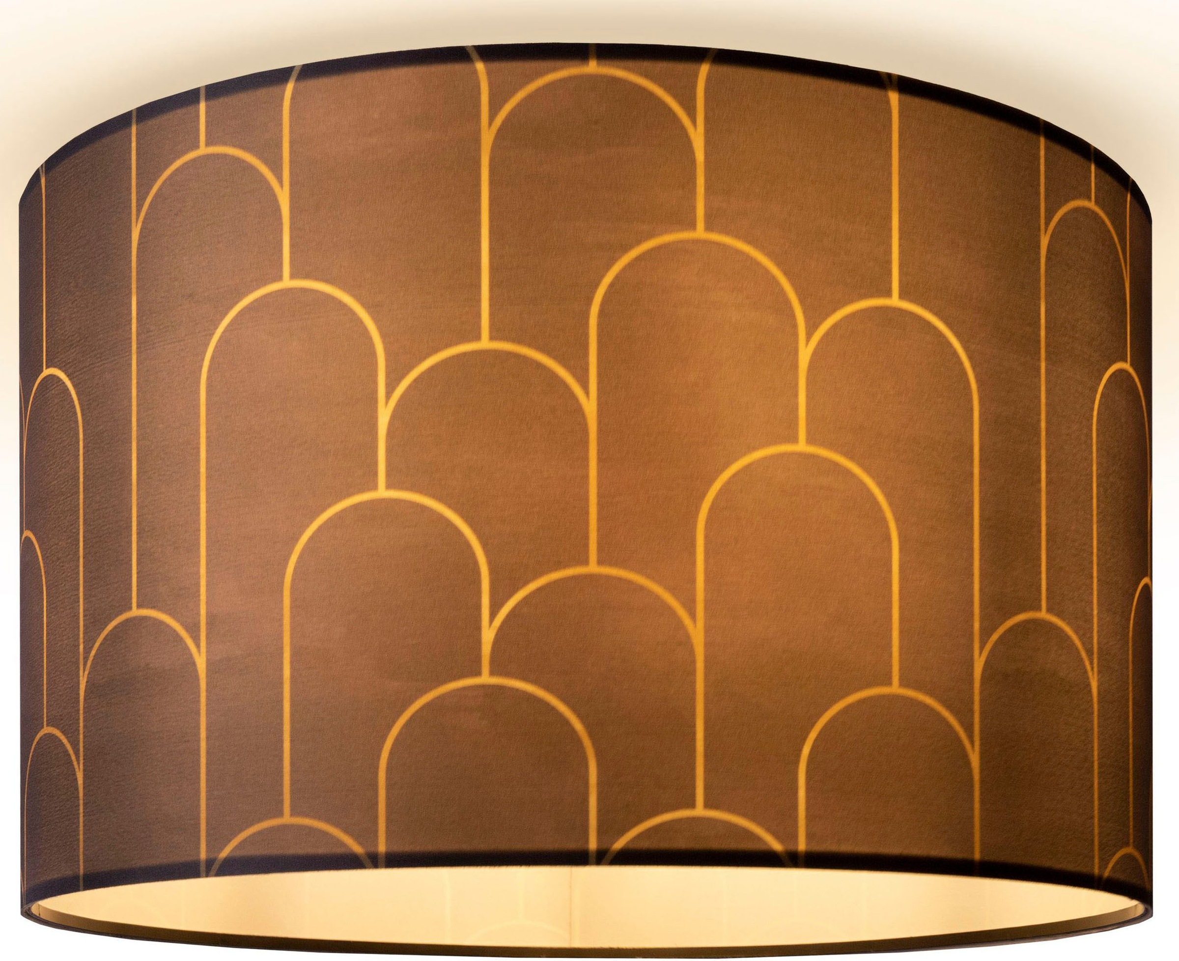 Paco Home Deckenleuchte »Hugo Pillar«, Leuchtmittel E27 | ohne Leuchtmittel, Stoffschirm Deckenleuchte Esstisch Modern Abstrakt Vintage E27