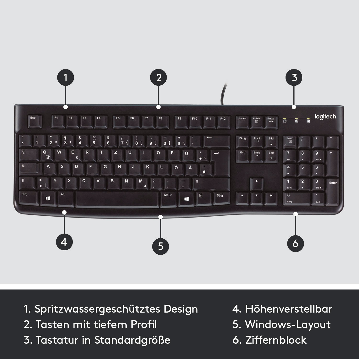 Logitech PC-Tastatur »Keyboard K120 for Business«, (Ziffernblock), Nummernblock