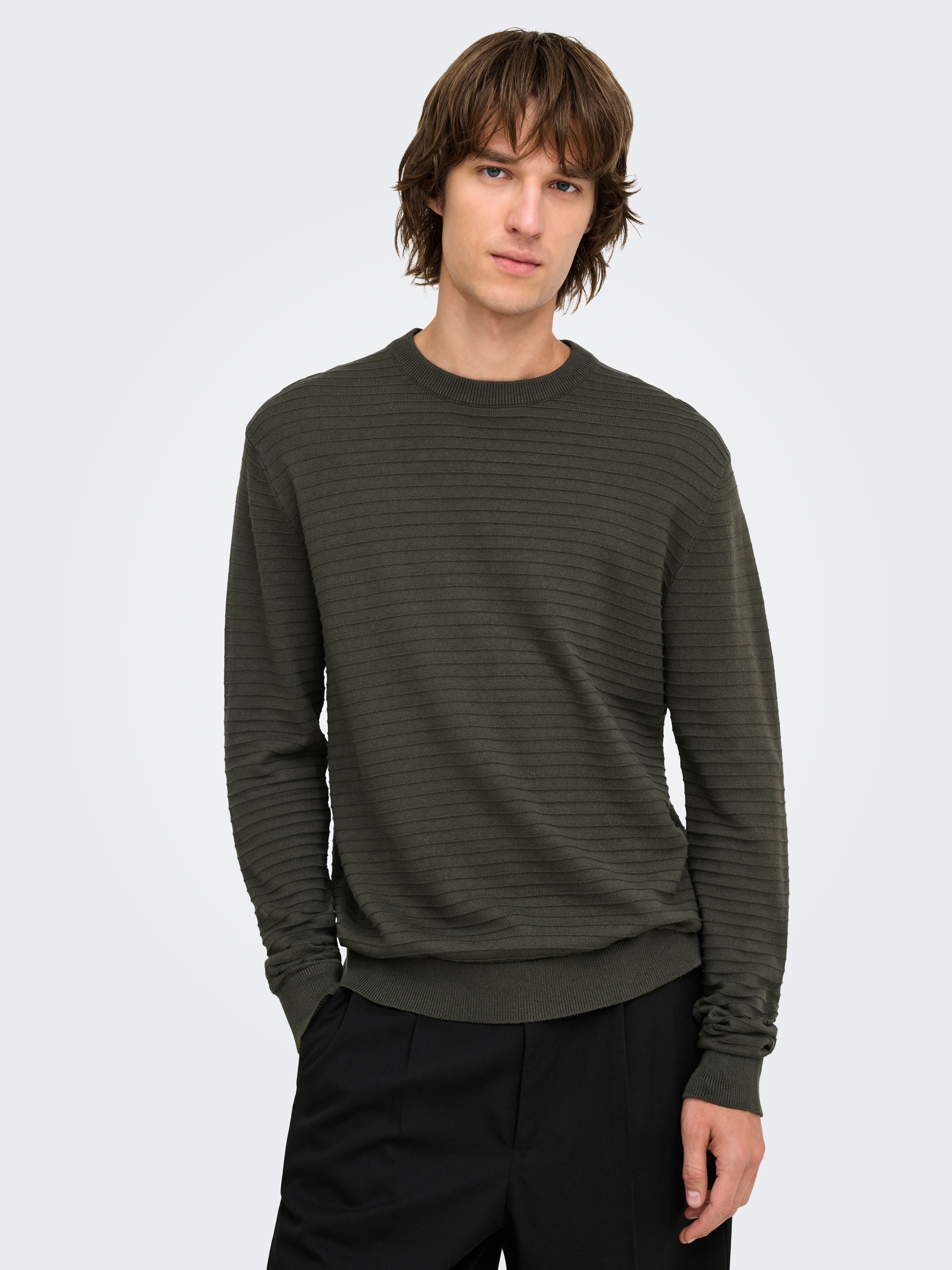 ONLY & SONS Rundhalspullover »ONSSTORM LS CREW KNIT OTL« Baumwolle, regular fit