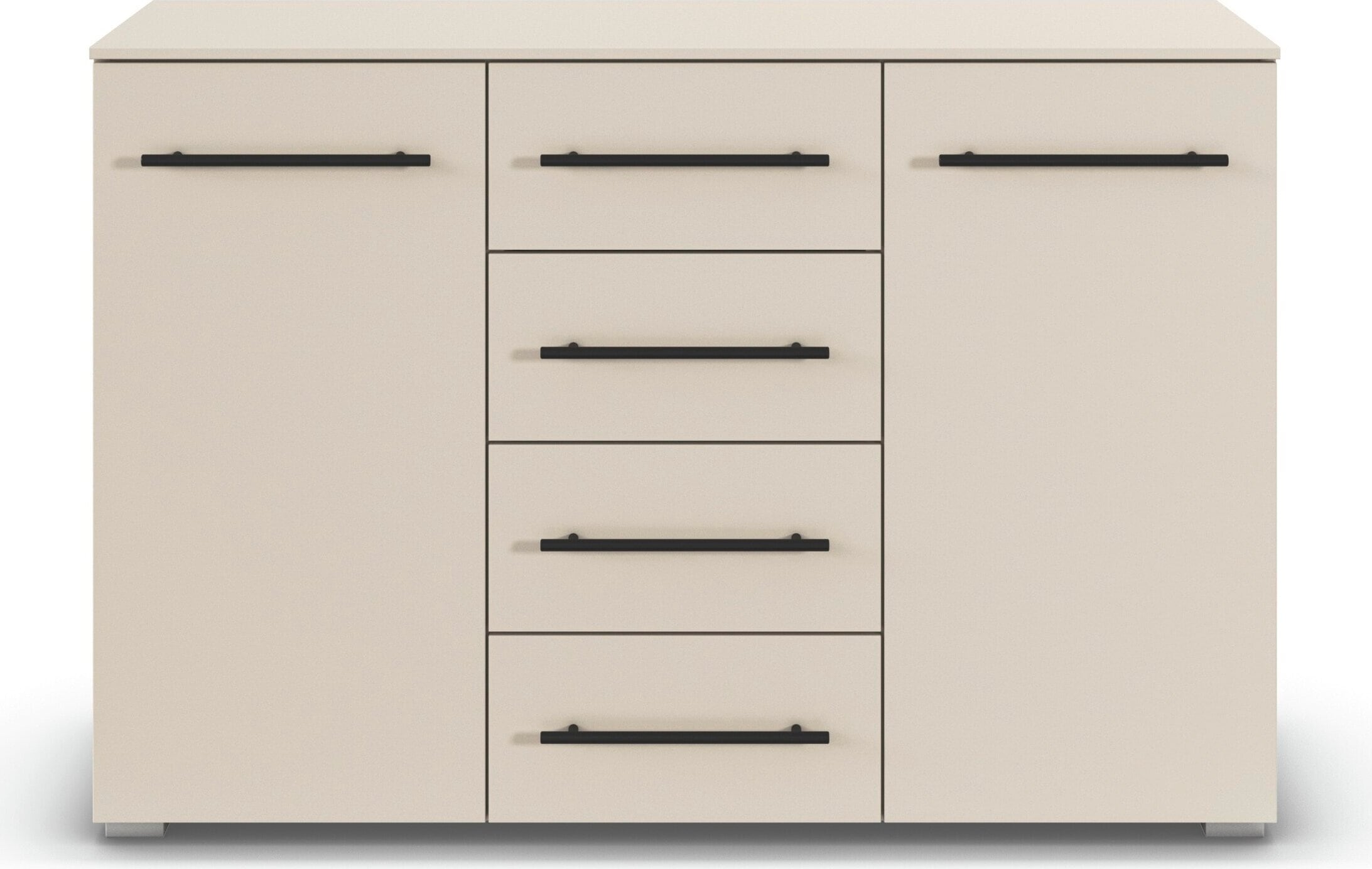 OTTO home Kombikommode »Sideboard Türkommode Schubladenkommode Kommode RONDO« Breite 120 / Höhe 81 cm, 4 Einlegeböden,  mit 4 geräumigen Schubladen Metallgriff in Schwarz MADE IN GERMANY