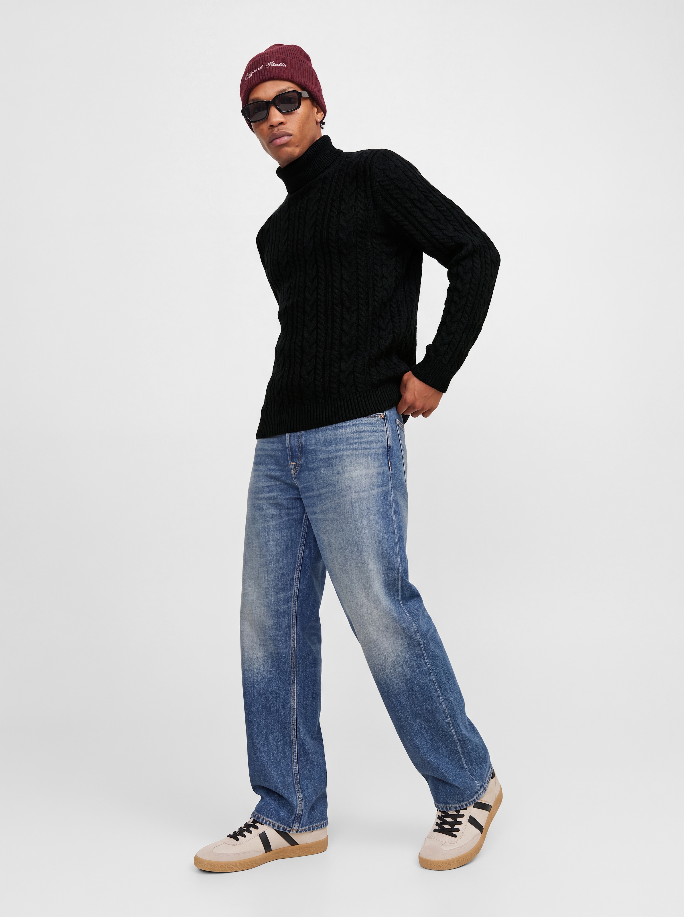 Jack & Jones Rollkragenpullover »JPRBLUCALLUM CABLE KNIT ROLL NECK« Materialmix, regular fit