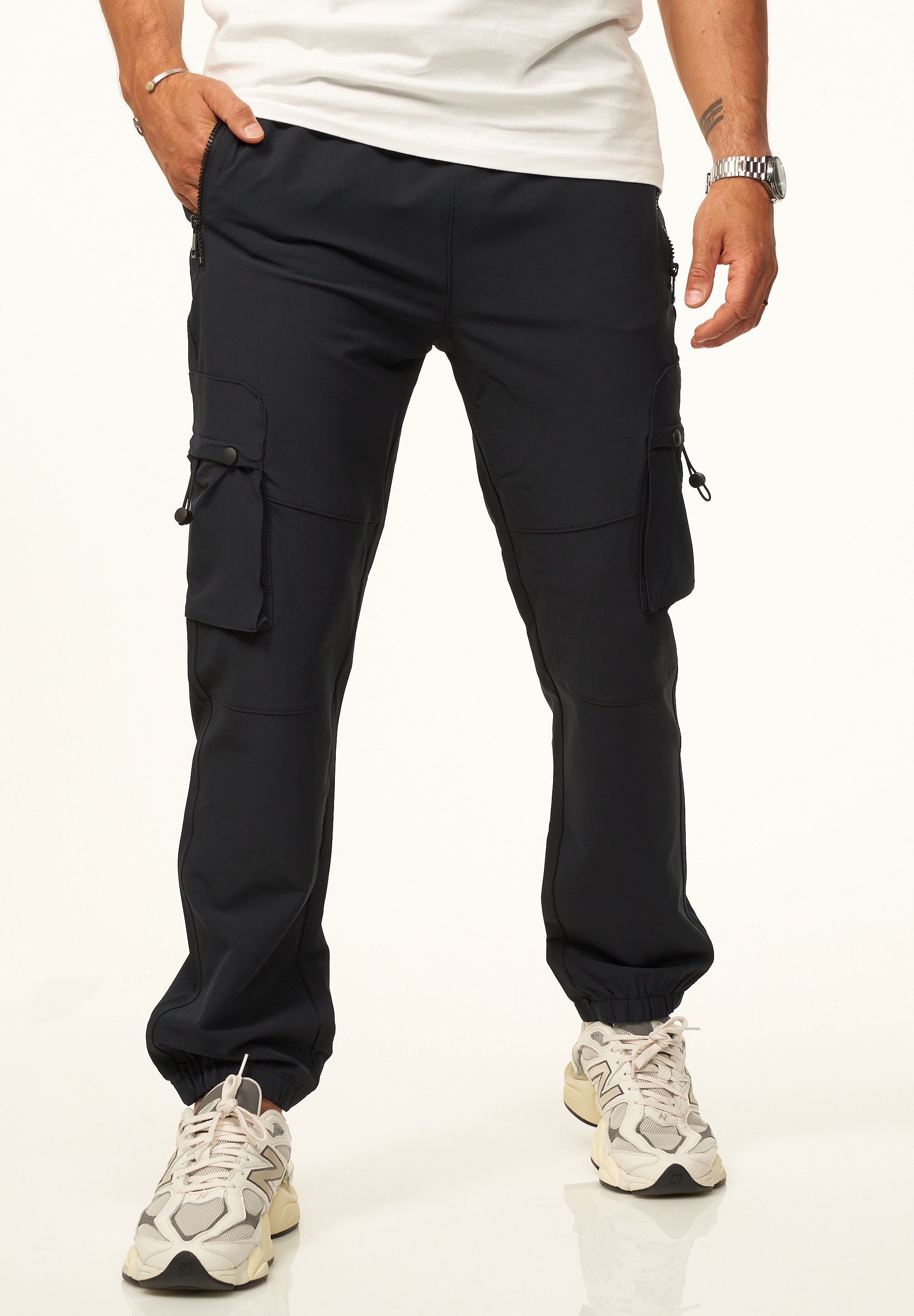 SOULSTAR Cargohose »als Tech-Pants mit Cargo Taschen - Freizeithose«  Herren Jogger-Hose Jeans mit Gummibund & Tunnelzug Outdoorhose