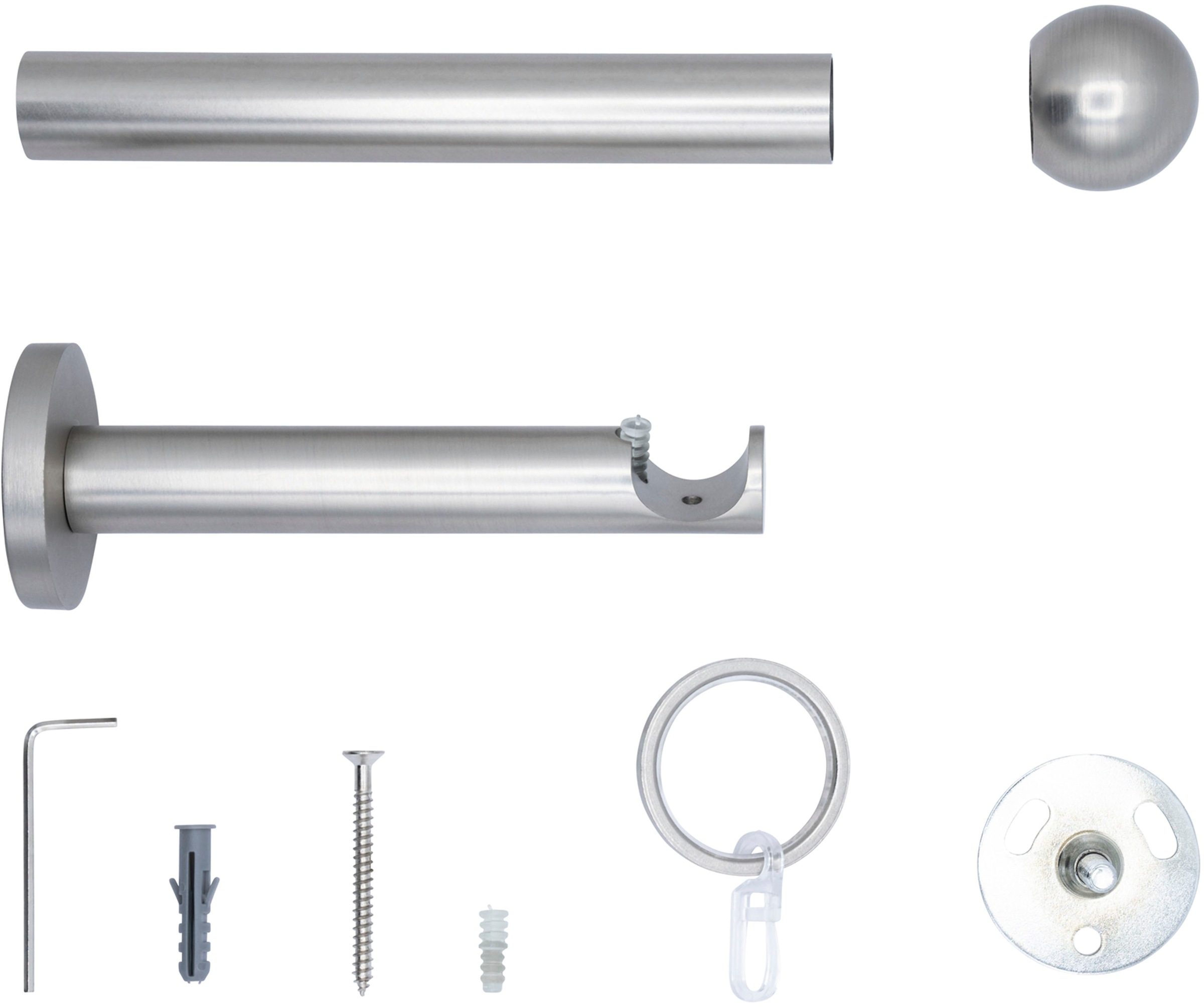 mydeco Gardinenstange »20mm Ball Wandträger 12 cm«, 1 läufig-läufig, Fixmaß