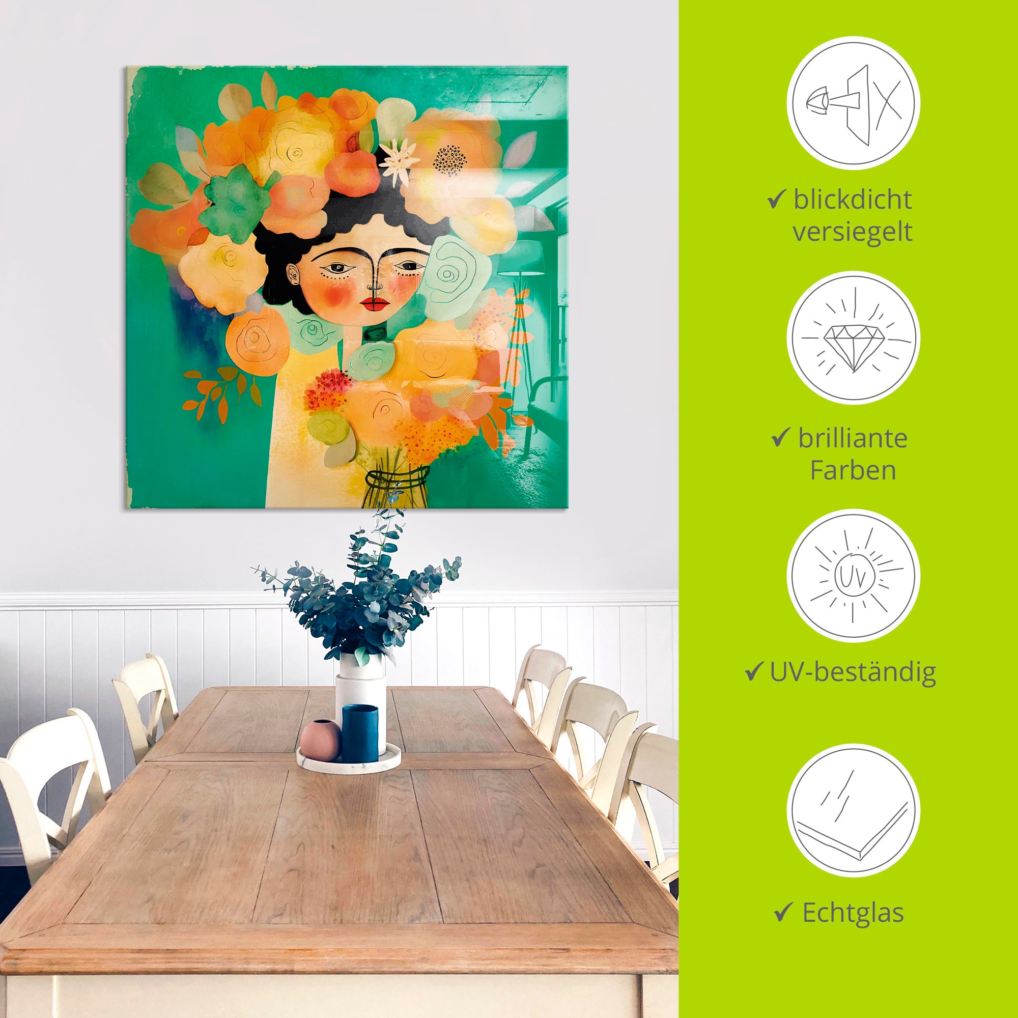 Artland Glasbild »Das Flüstern der Blüte« Bilder von Frauen 1 Stk. tlg. in verschiedenen Größen