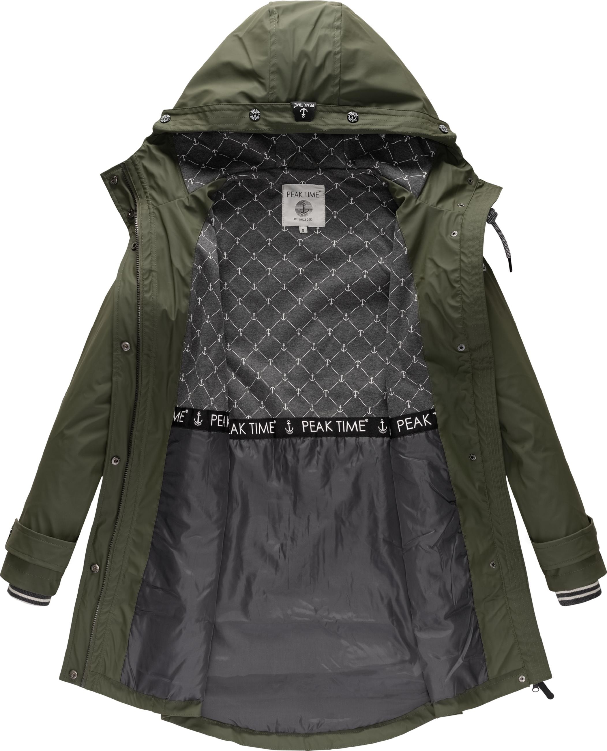 PEAK TIME Regenmantel »Regenjacke L60042«, stylisch taillierter Regenmantel für Damen