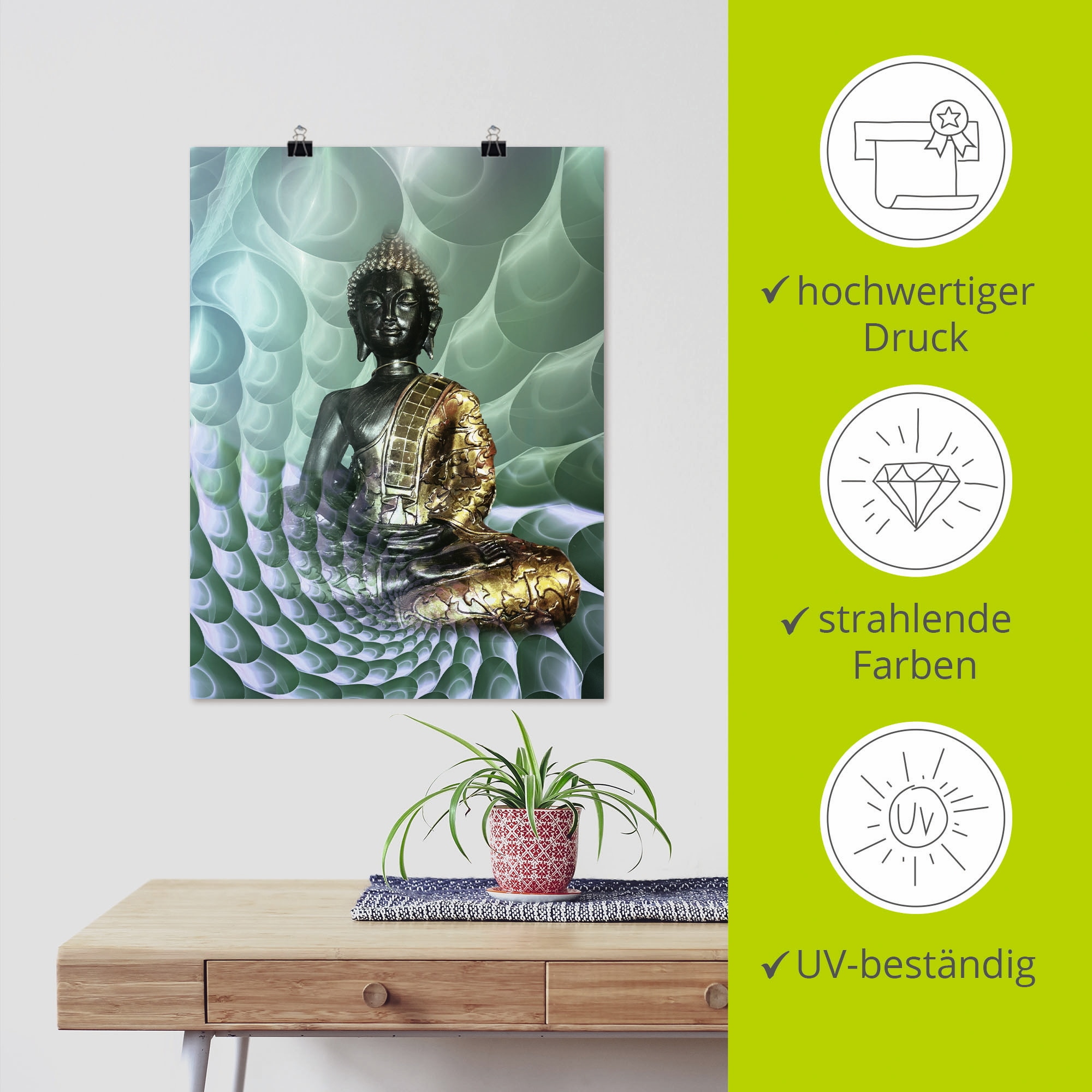 Artland Wandbild »Buddhas Traumwelt CB« Religion 1 Stk. tlg. als Alubild, Leinwandbild, Poster in verschied. Größen