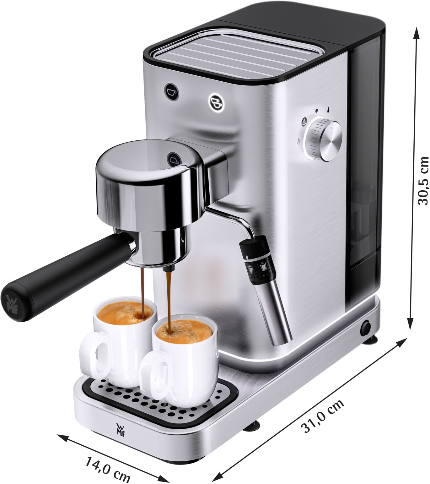 WMF Espressomaschine »Lumero« kompakt, dezente LED-Beleuchtung, 15 bar, 1350 Watt, Milchschaumdüse