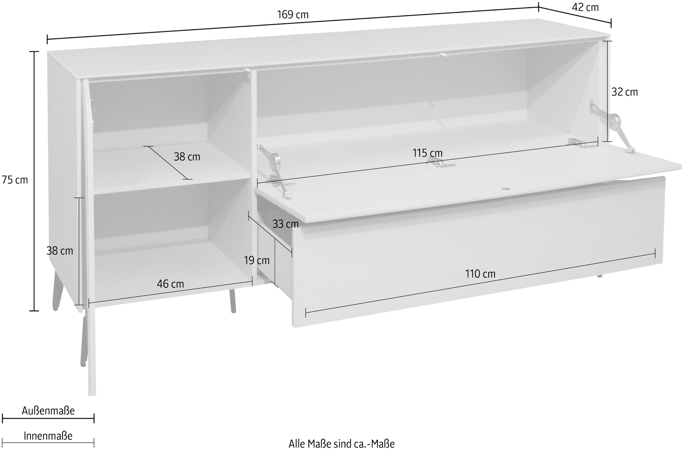 Mäusbacher Lowboard »Imola TOPSELLER!«, Mäusbacher Lowboard mit Glasfront und Glasoberplatte