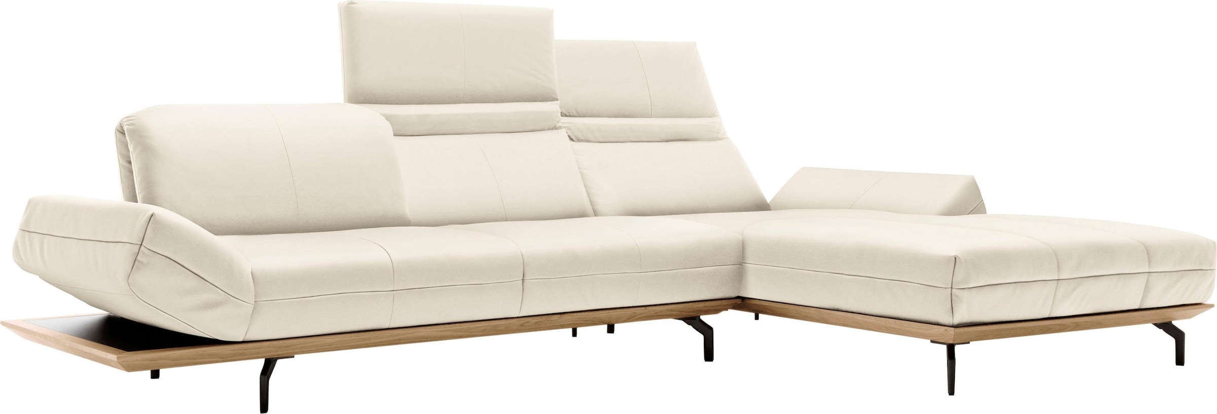Creation BY ROLF BENZ Ecksofa »CR.420, Designecksofa, L-Form«, in 2 Qualitäten, Holzrahmen in Eiche Natur oder Nußbaum, Breite 293 cm