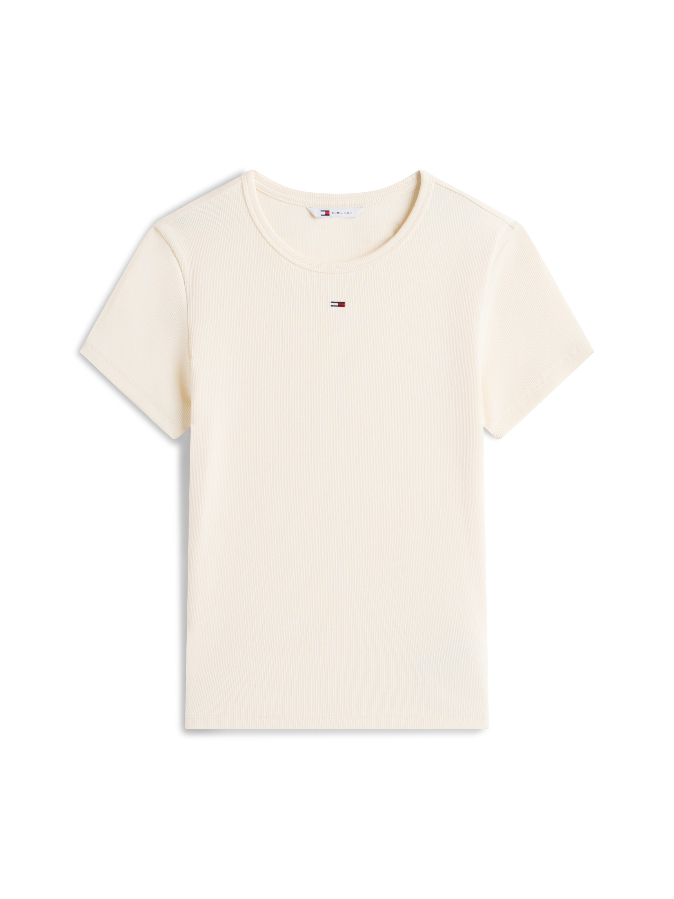 Tommy Jeans Kurzarmshirt »TJW ESSENTIAL RIB SHORT SLEEVE EXT« Baumwollmischung in gerippter Struktur, Slim Fit