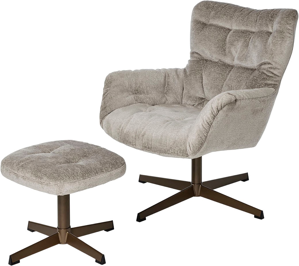 Jahnke Sessel »LOUNGE COSY TWIST PLUS« Loungesessel inkl. Hocker, bequeme Polsterung & Armlehnen, drehbar