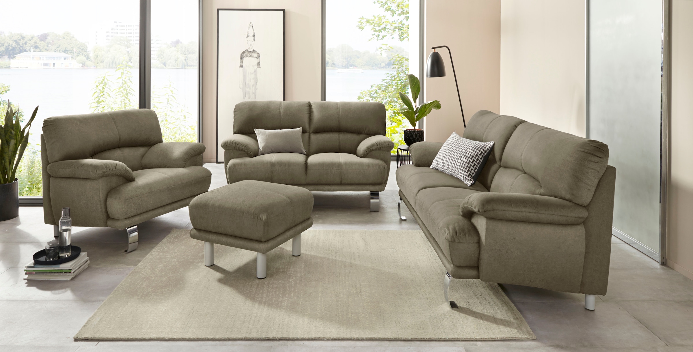 TRENDMANUFAKTUR Hocker »Cecilia II, modern und elegant, B/T 66/66cm«
