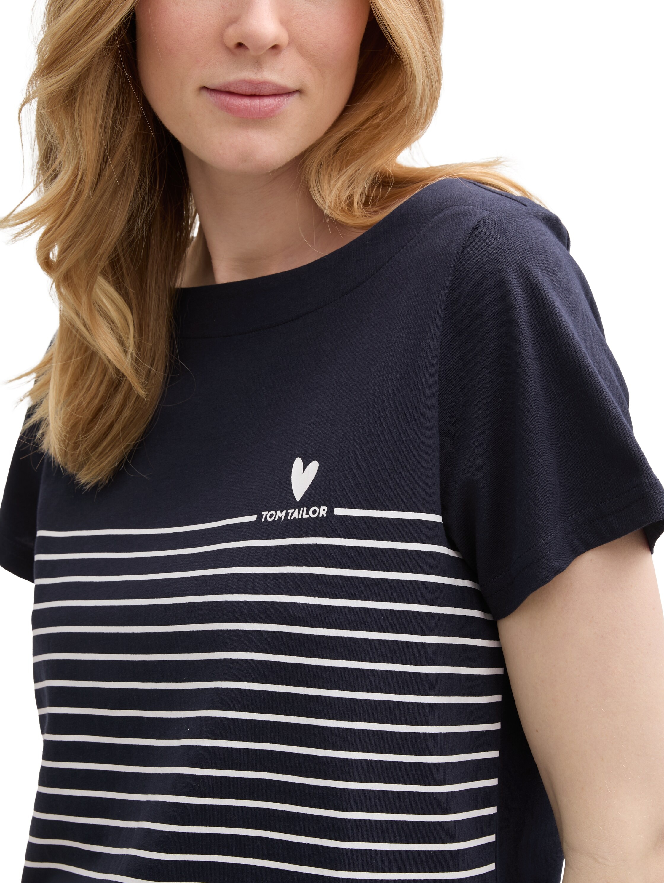 TOM TAILOR T-Shirt mit Print und Streifen Muster