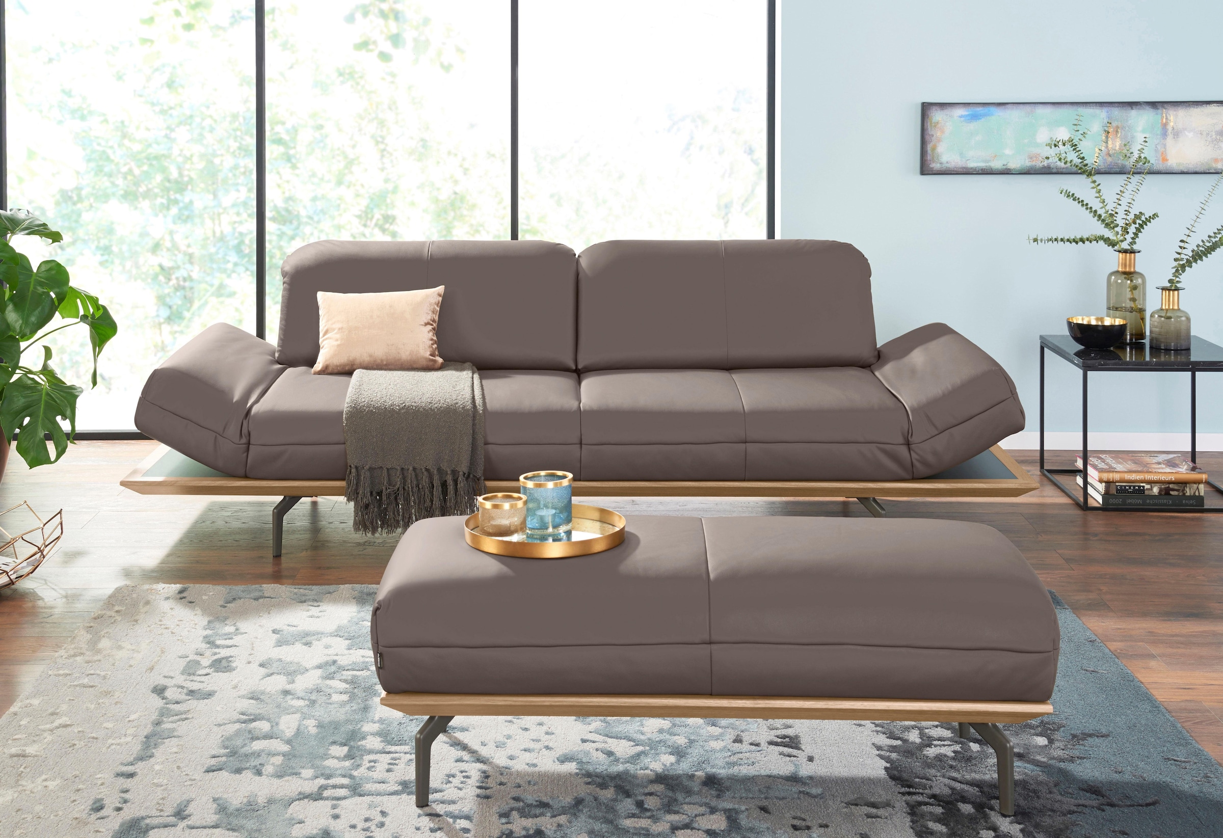 hülsta sofa 4-Sitzer »hs.420«, in 2 Qualitäten, Holzrahmen in Eiche Natur  oder Nußbaum, Breite 252 cm OTTO Online Shop