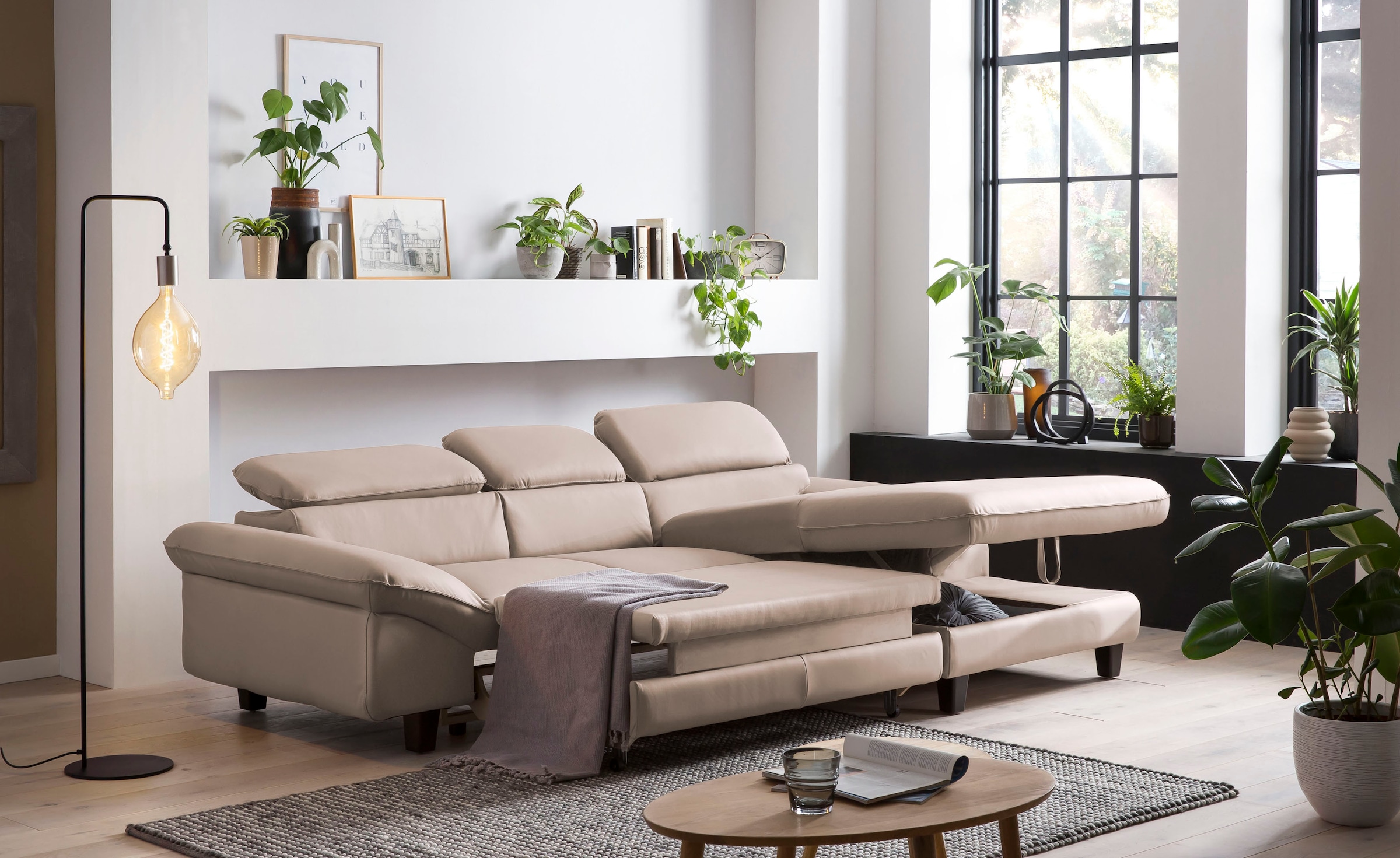 Home affaire Ecksofa »Pilot L-Form«, mit Kopfteilverstellung, wahlweise mit Bettfunktion & Bettkasten