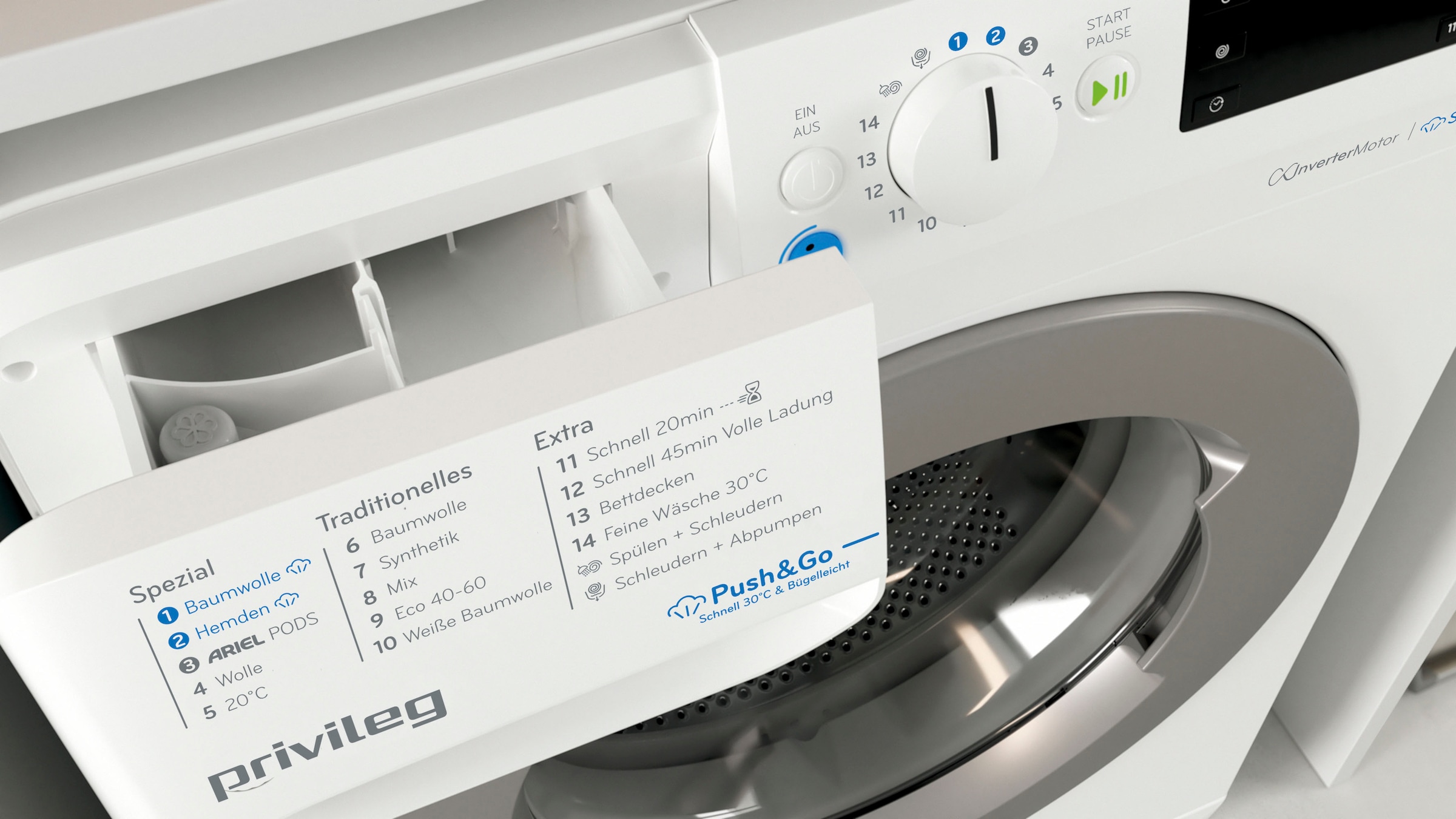Privileg Waschmaschine »PWFV X 853 A«, 8 kg, 1400 U/min, Dampf-Programme für Baumwolle und Hemden – glättet die Fasern