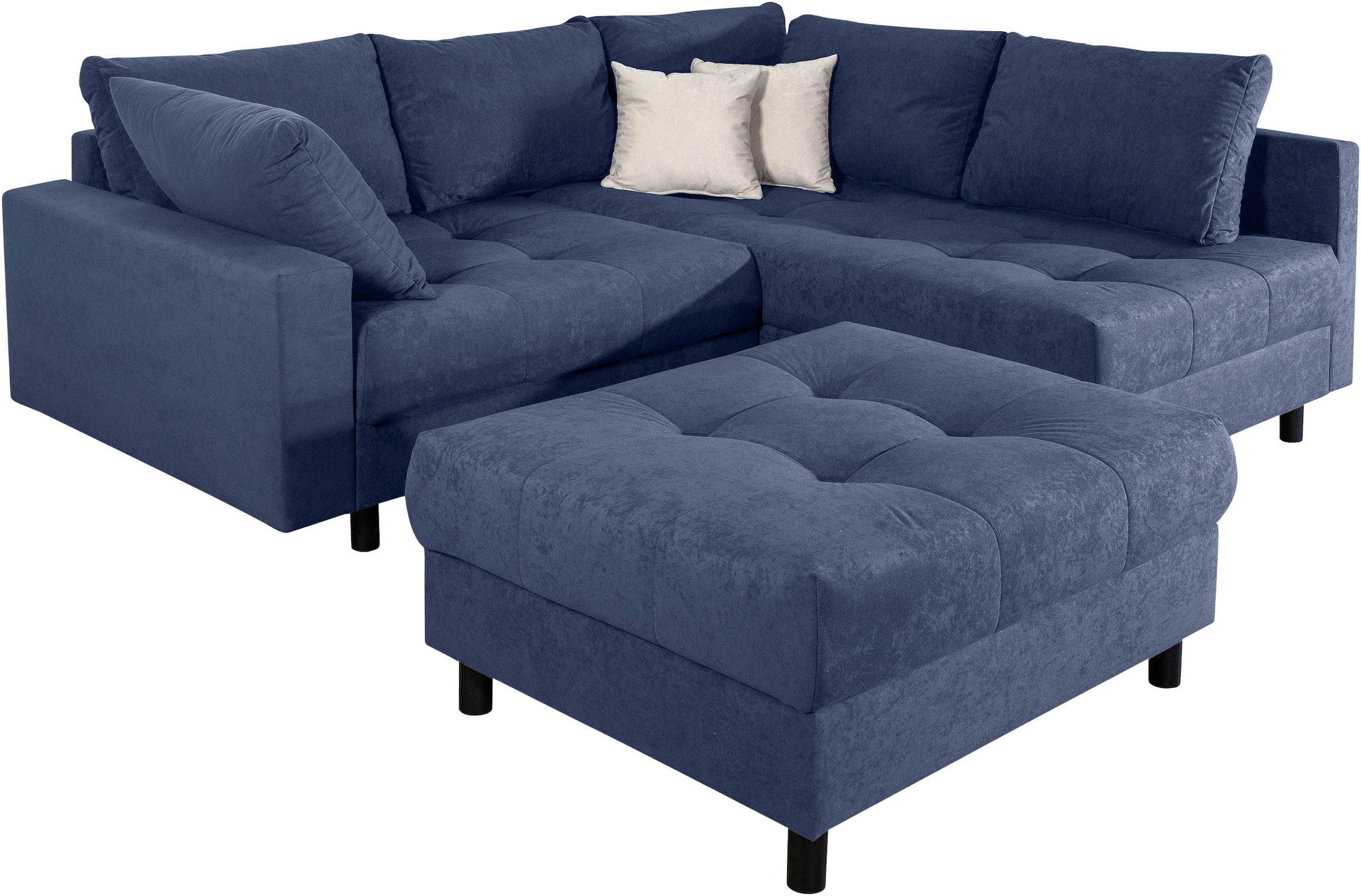 COLLECTION AB Ecksofa »Toni L-Form, B: 215 cm« Set: Sofa & Hocker, 2 Zierkissen, Federkern