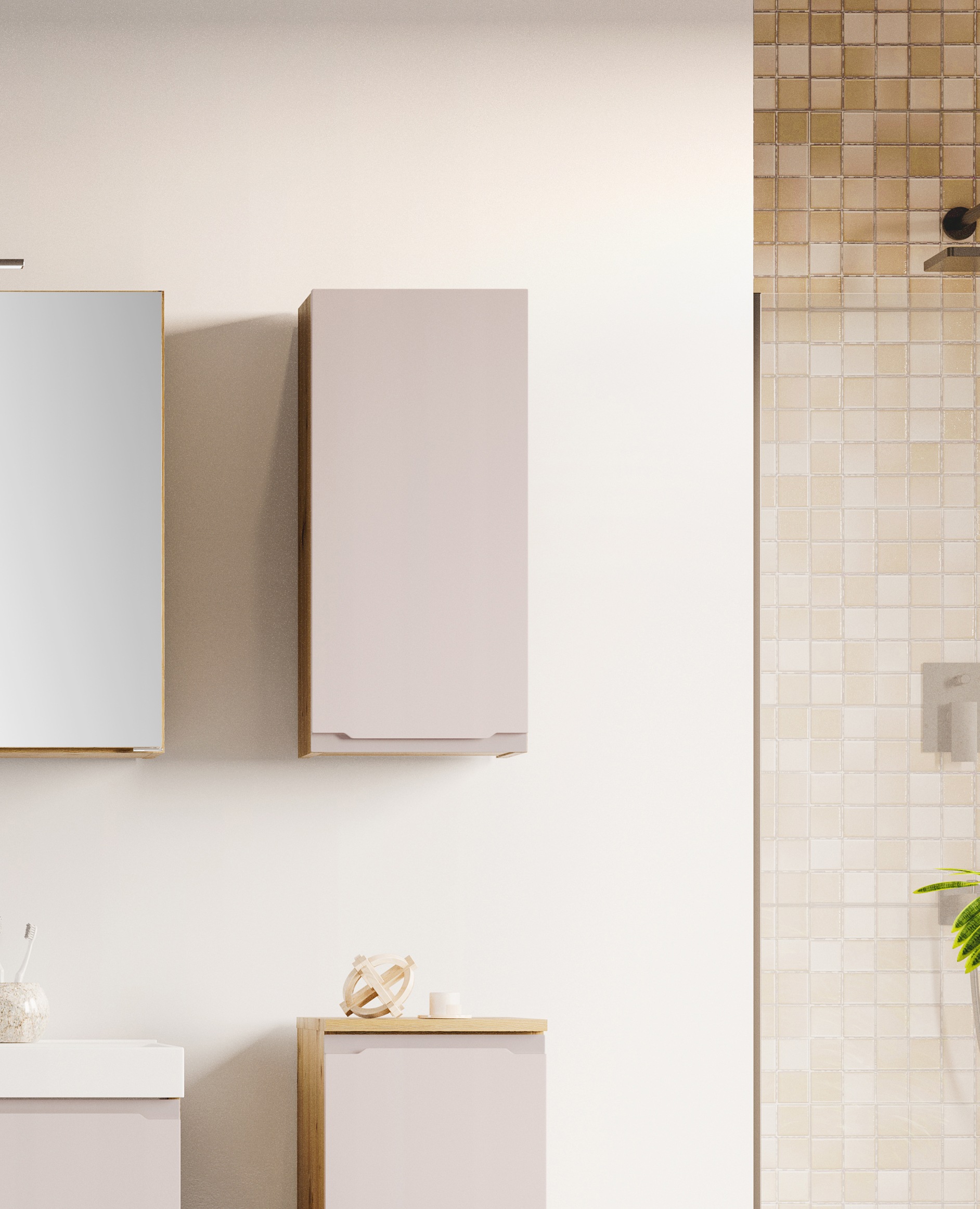 welltime Hängeschrank »CABO, gedämpfte Scharniere« Kaschmir, griffloses Design, reversibel