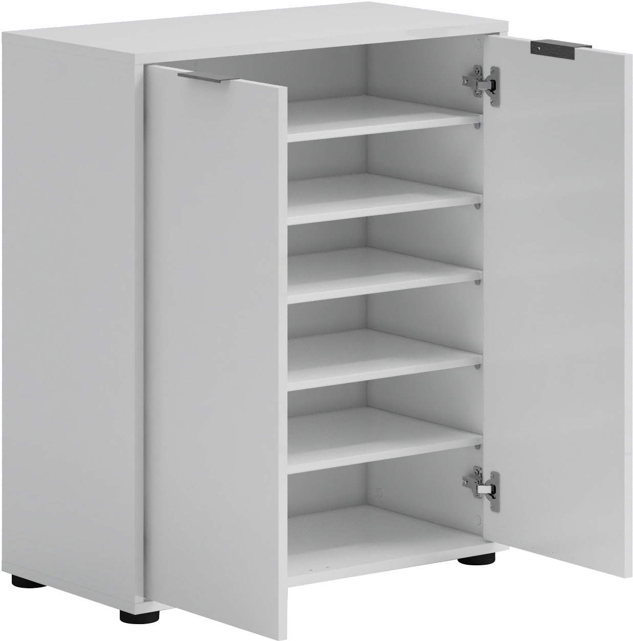 INOSIGN Schuhschrank »Jolly,Schuhkommode,Schuhmöbel,Schuhablage,Schuhregal«, Breite 72,5 cm, Höhe 86 cm, 2 Türen, 6 Fächer, hochglanz, Alu Griff
