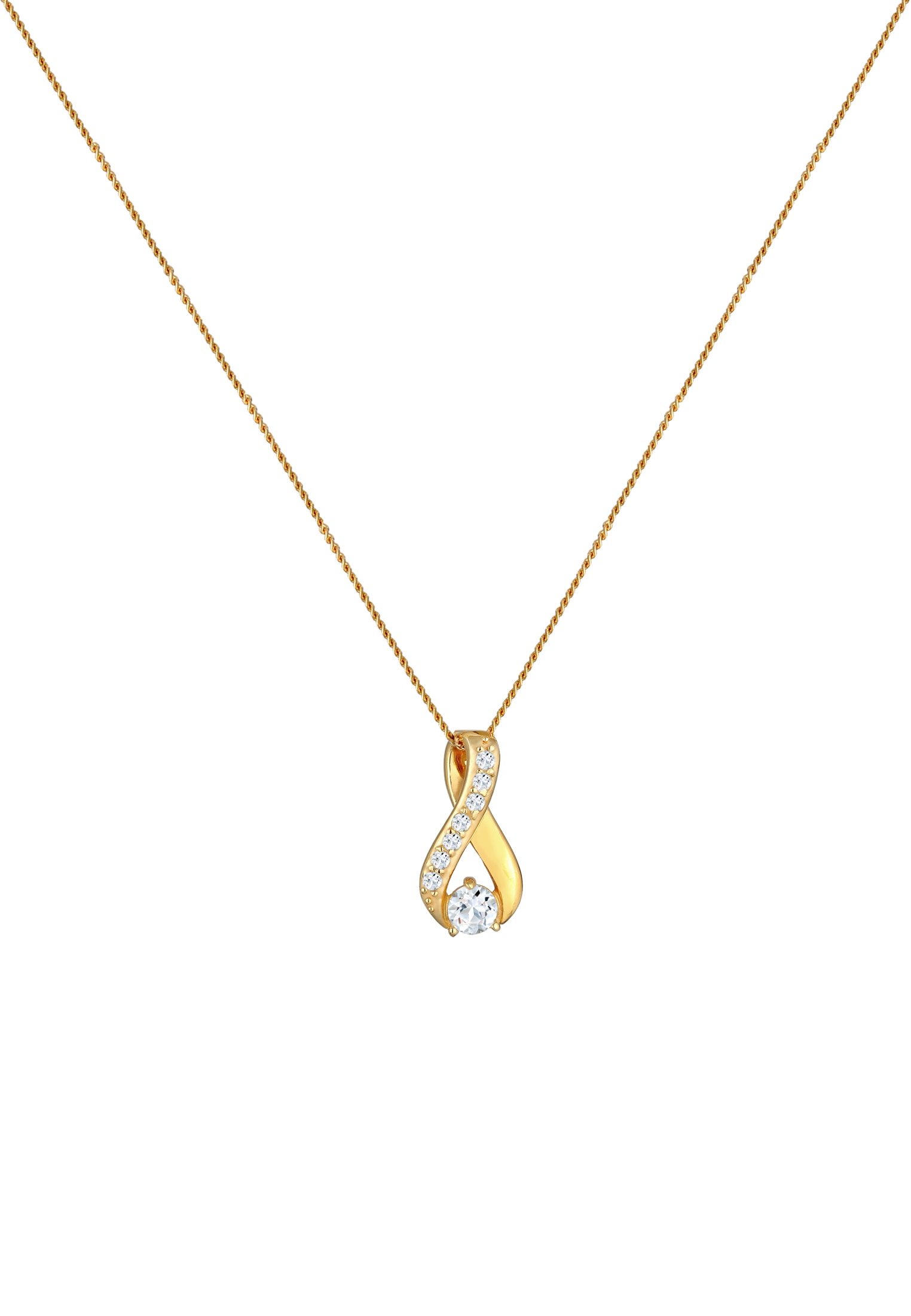 Elli Premium Silberkette »Halskette Infinity Symbol Topas 585 Gelbgold«