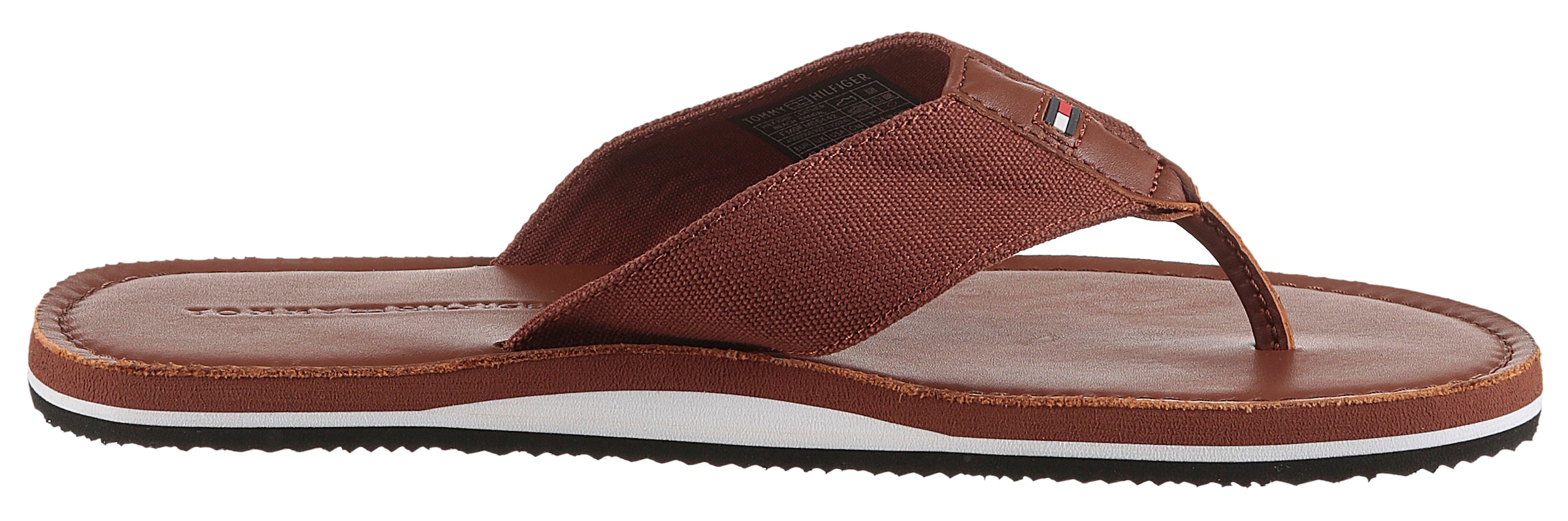 Tommy Hilfiger Zehentrenner »HILFIGER LEATHER BEACH SANDAL«, Sommerschuh, Strandschuh mit Logo
