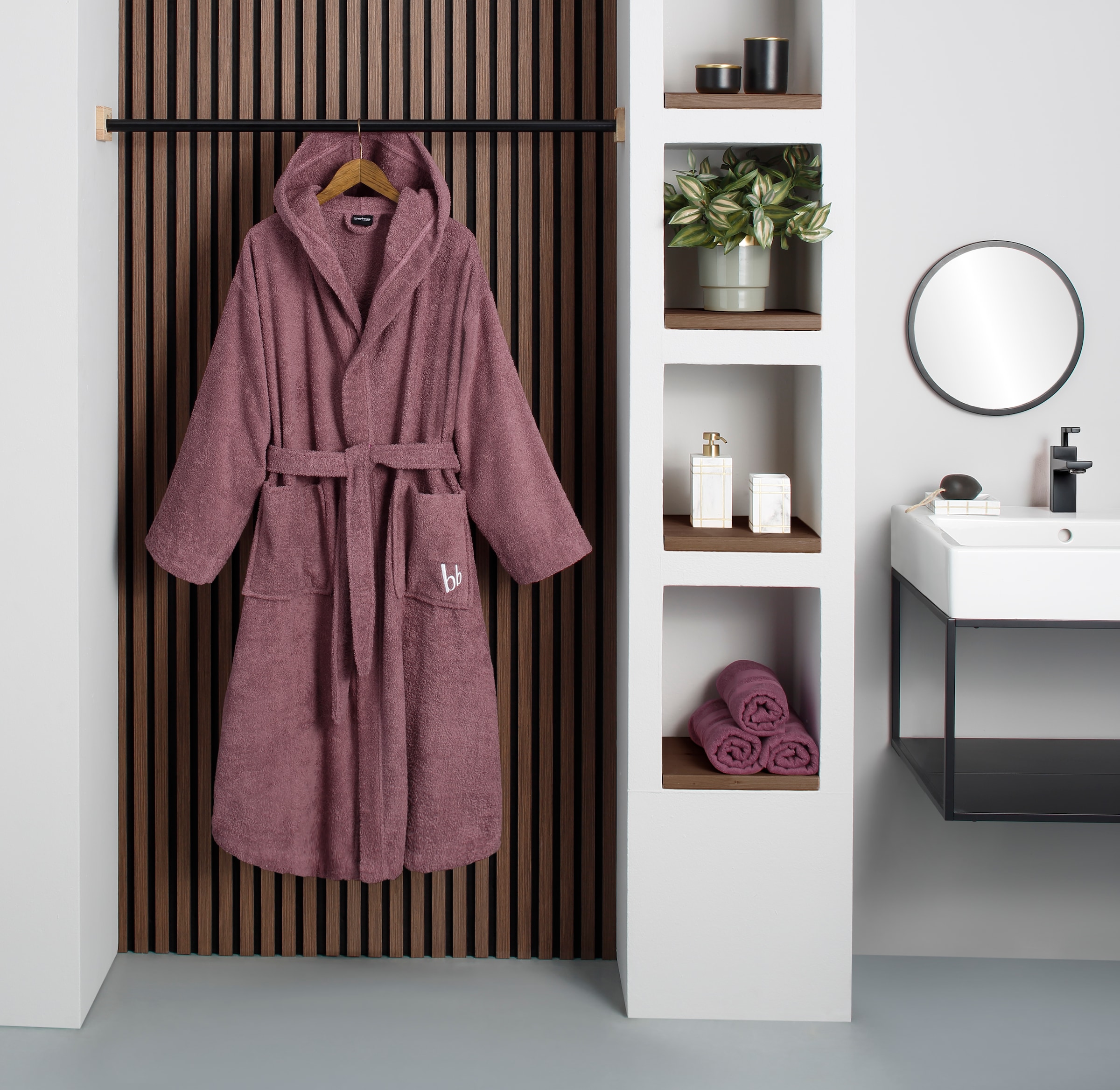 Bruno Banani Unisex-Bademantel »Robby, ideal für Sauna & Spa, Standardlänge & Überlänge« 1 Stk. tlg., Damen & Herren Bademäntel, Baumwolle, mit Taschen, Sauna, XS-3XL