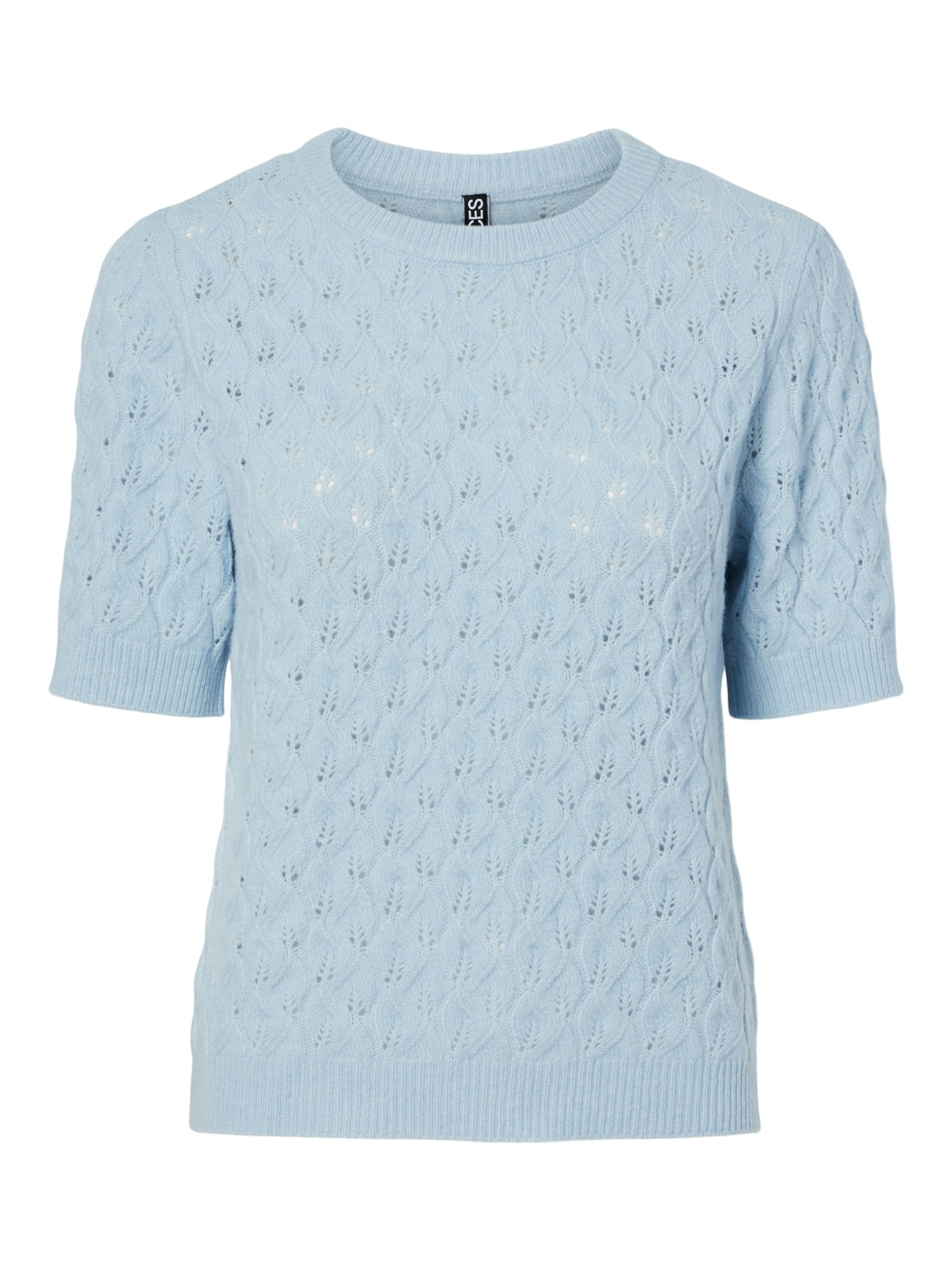 pieces Strickpullover »PCLELOU SS O-NECK KNIT NOOS BC« mit Ajourmuster