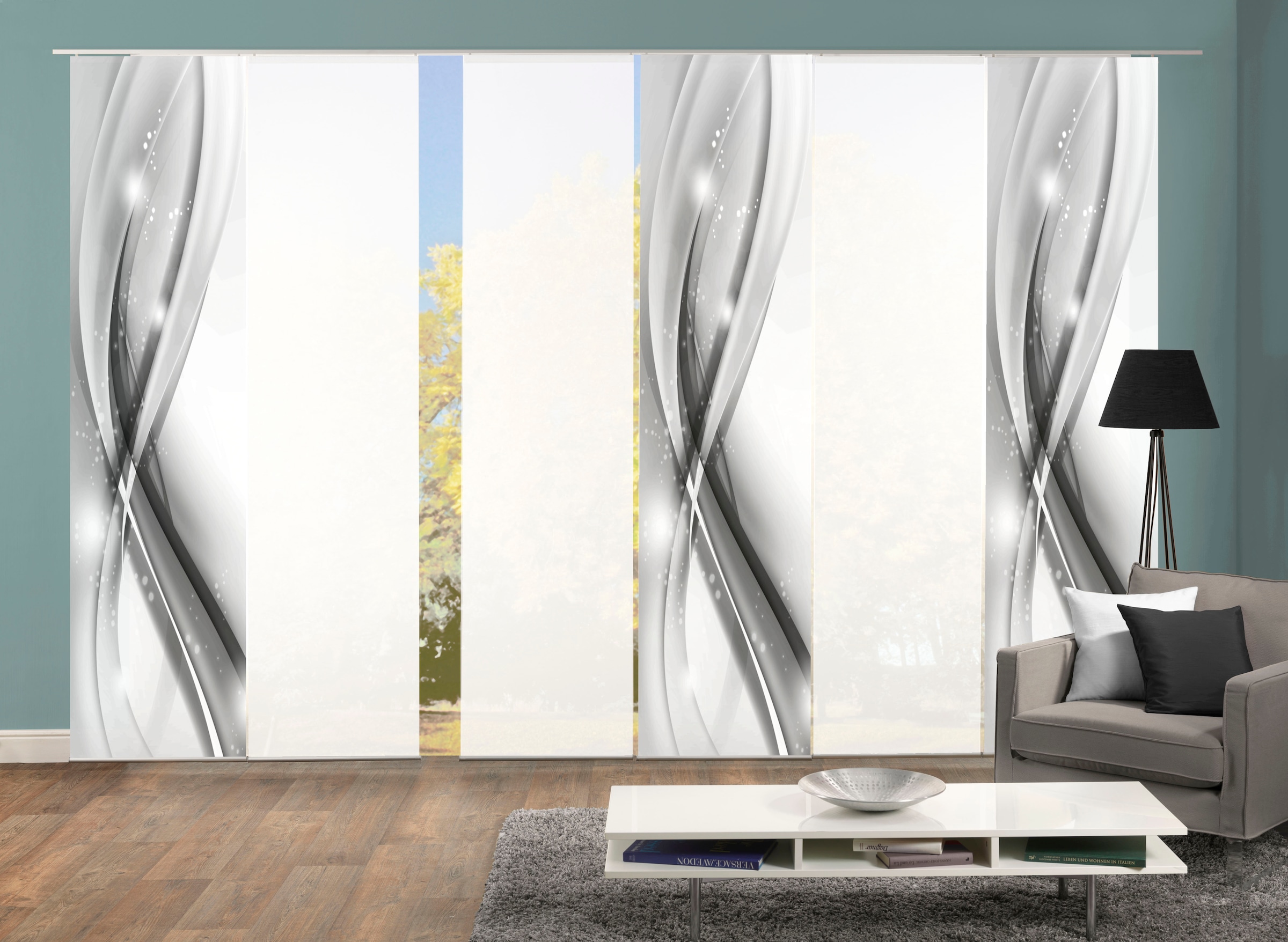 HOME WOHNIDEEN Schiebegardine »GLIWE« Paneelwagen 6 Stk. tlg. Schiebevorhang Digi 6er Set GLIWE GRÜN