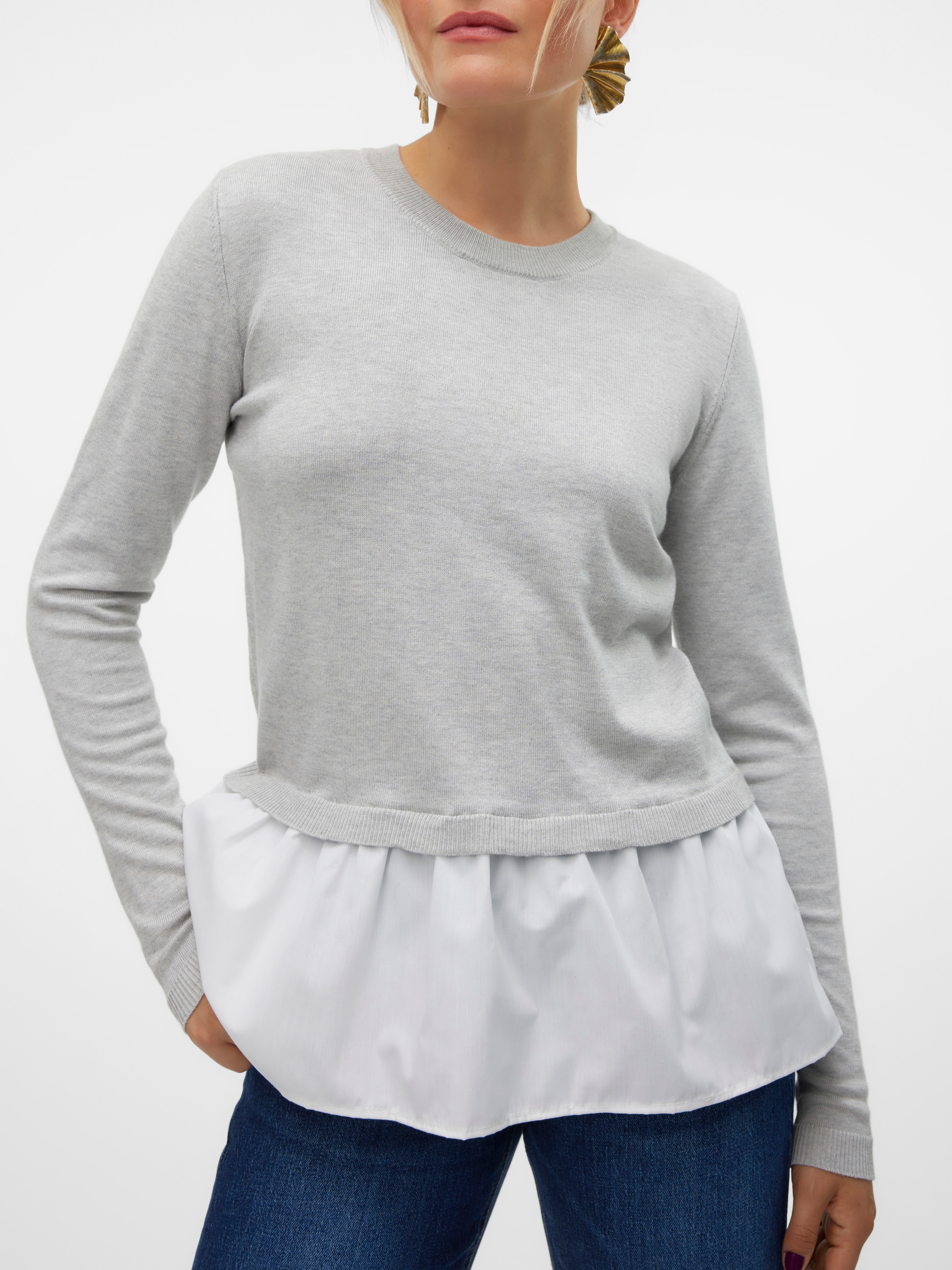Vero Moda Rundhalspullover »VMJOSE LS O-NECK WVN MIX PULLOVER GA BOO«