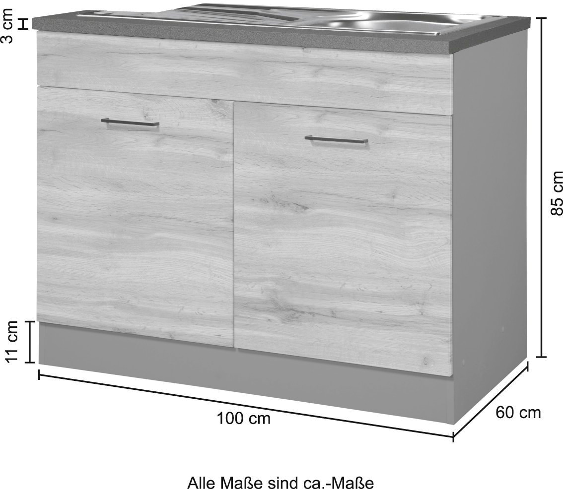 KOCHSTATION Spülenschrank »KS-Trier«, Breite 100 cm, inklusive Einbauspüle