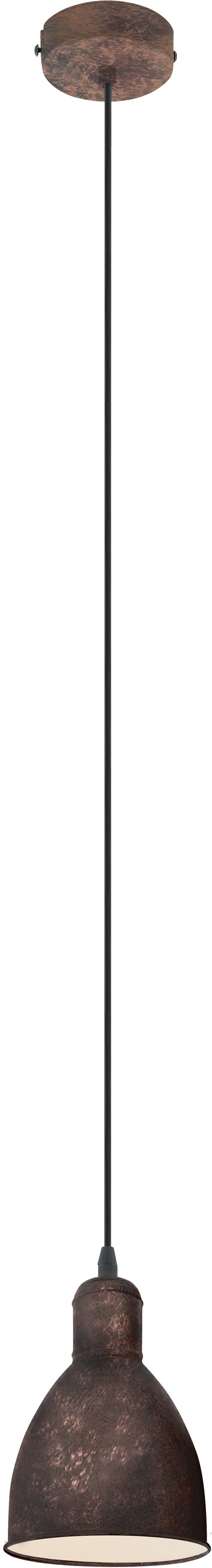 EGLO Pendelleuchte »PRIDDY 1«, 1 flammig, Leuchtmittel E27 | ohne Leuchtmittel, kupferfarben-antik / Ø15,5 x H110 cm / Lampe aus Stahl / Vintage