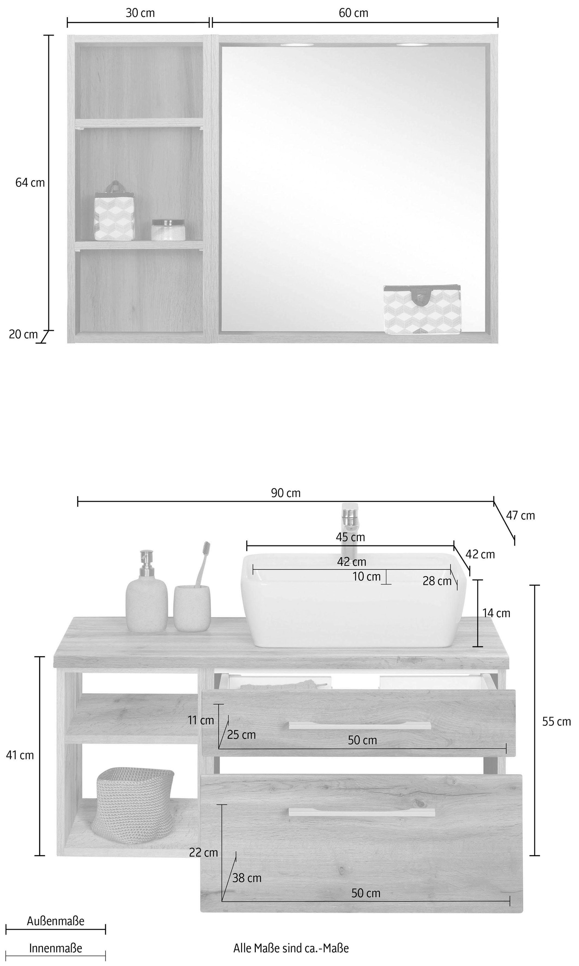 welltime Badmöbel-Set »Davos« 3 Stk. tlg.