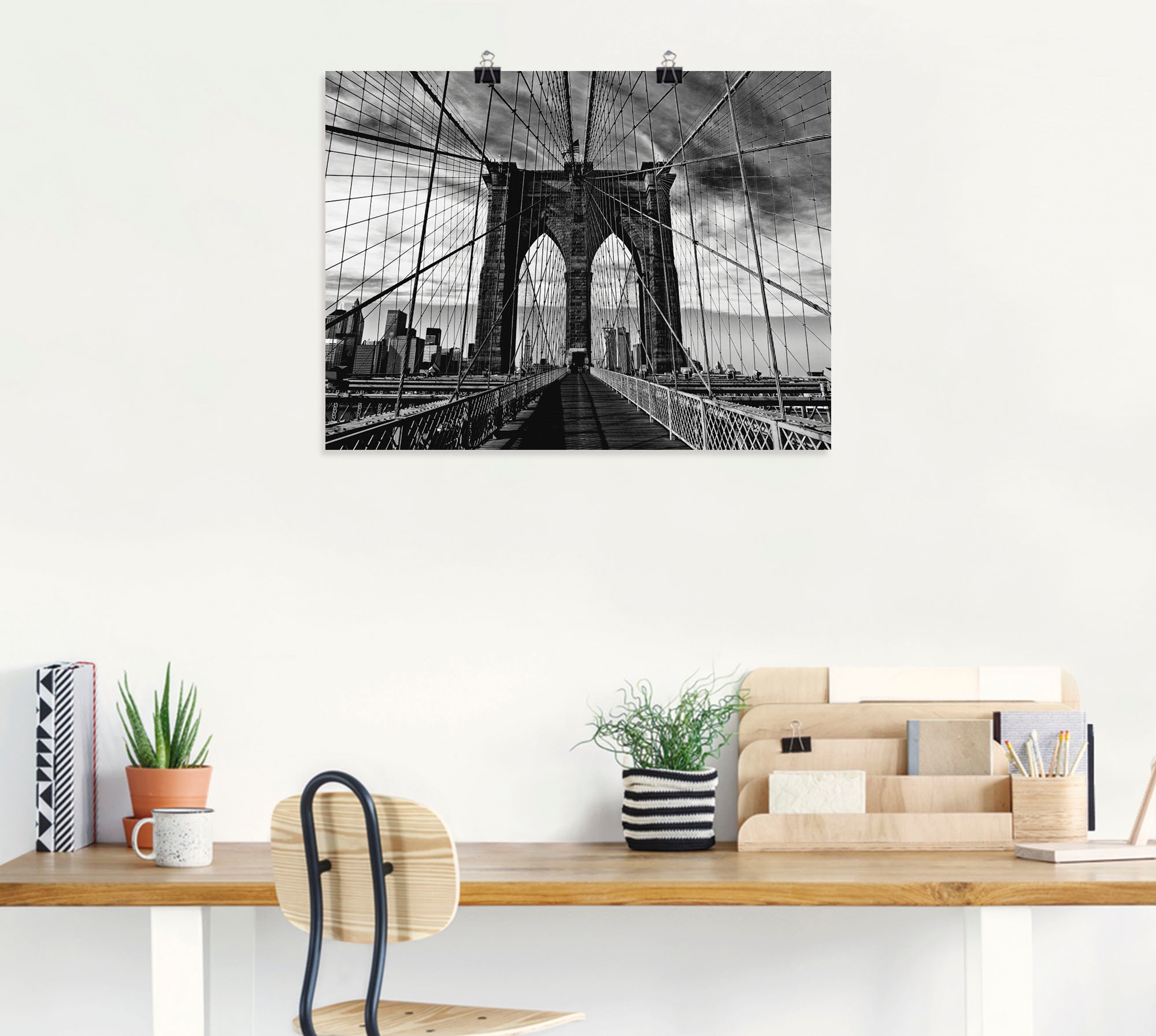 Artland Wandbild »Brooklyn Bridge - schwarz/weiss«, Brücken, (1 St.), als Alubild, Outdoorbild, Leinwandbild, Poster in verschied. Größen