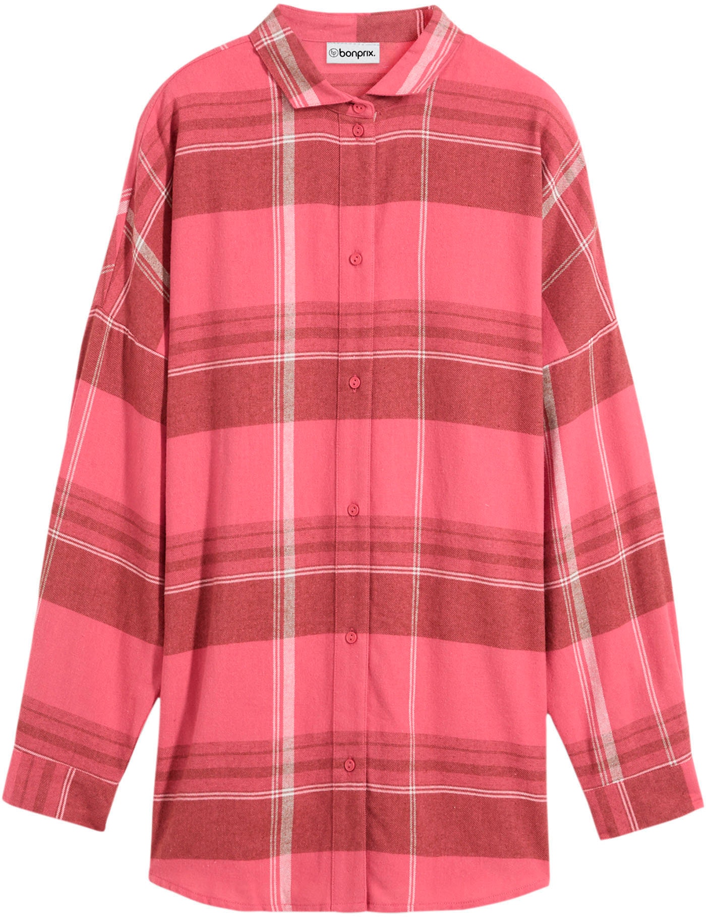 bonprix Flanellhemd Oversize-Passform, aus Baumwolle, kariertes Design, Haifischkragen