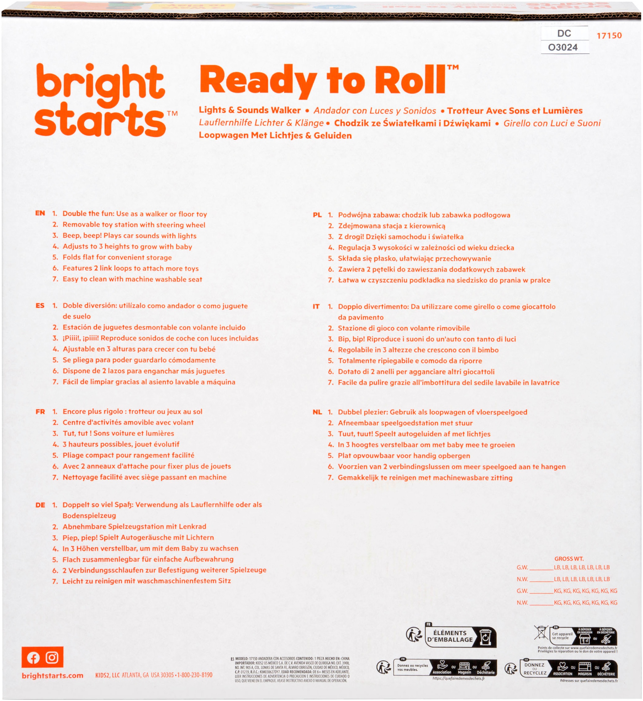 Bright Starts Lauflernhilfe »Ready to Roll  Lights & Sounds Walker« mit Licht- und Soundeffekt