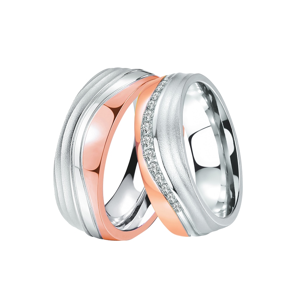 DOOSTI Trauring »Schmuck Geschenk Edelstahl Trauring Ehering Partnerring LIEBE«, wahlweise mit oder ohne Zirkonia