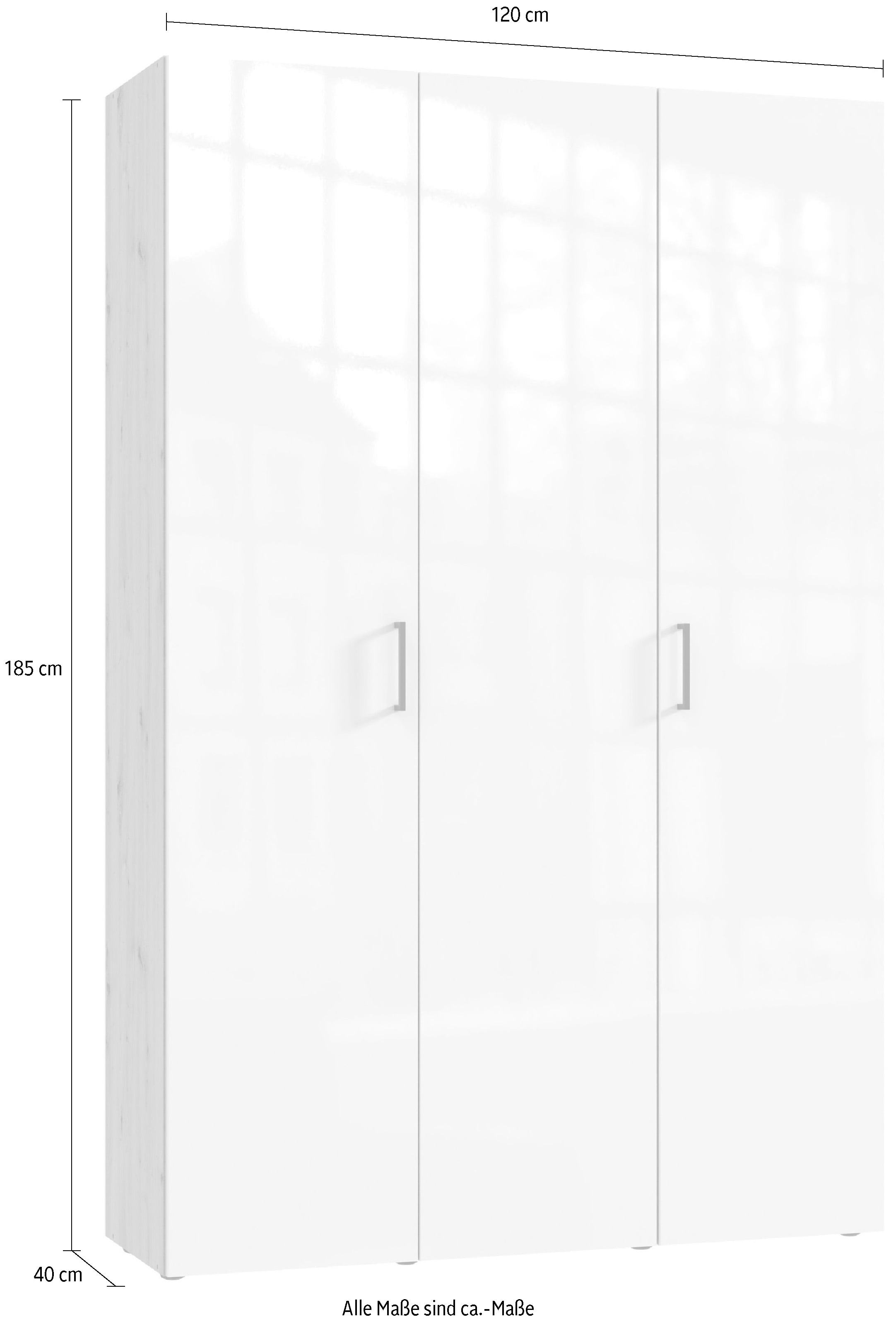 Wimex Kleiderschrank »Mugano,in 8 Breiten,3 Höhen,2 Tiefen, viele Farben, Made in Germany«, (in Basic oder Premium Ausstattung mit 2 weiteren Einlegeböden), mit langen Griffstangen aus Metall, wahlweise mit oder ohne Spiegel