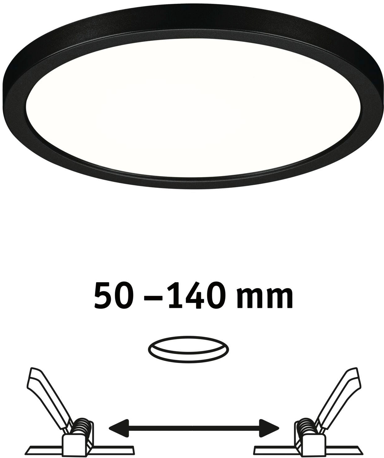 Paulmann LED Einbauleuchte »LED Einbaupanel VariFit Areo IP44 rund 175mm 4000K Schwarz«, 1 flammig, LED Einbaupanel VariFit Areo IP44 rund 175mm 4000K Schwarz