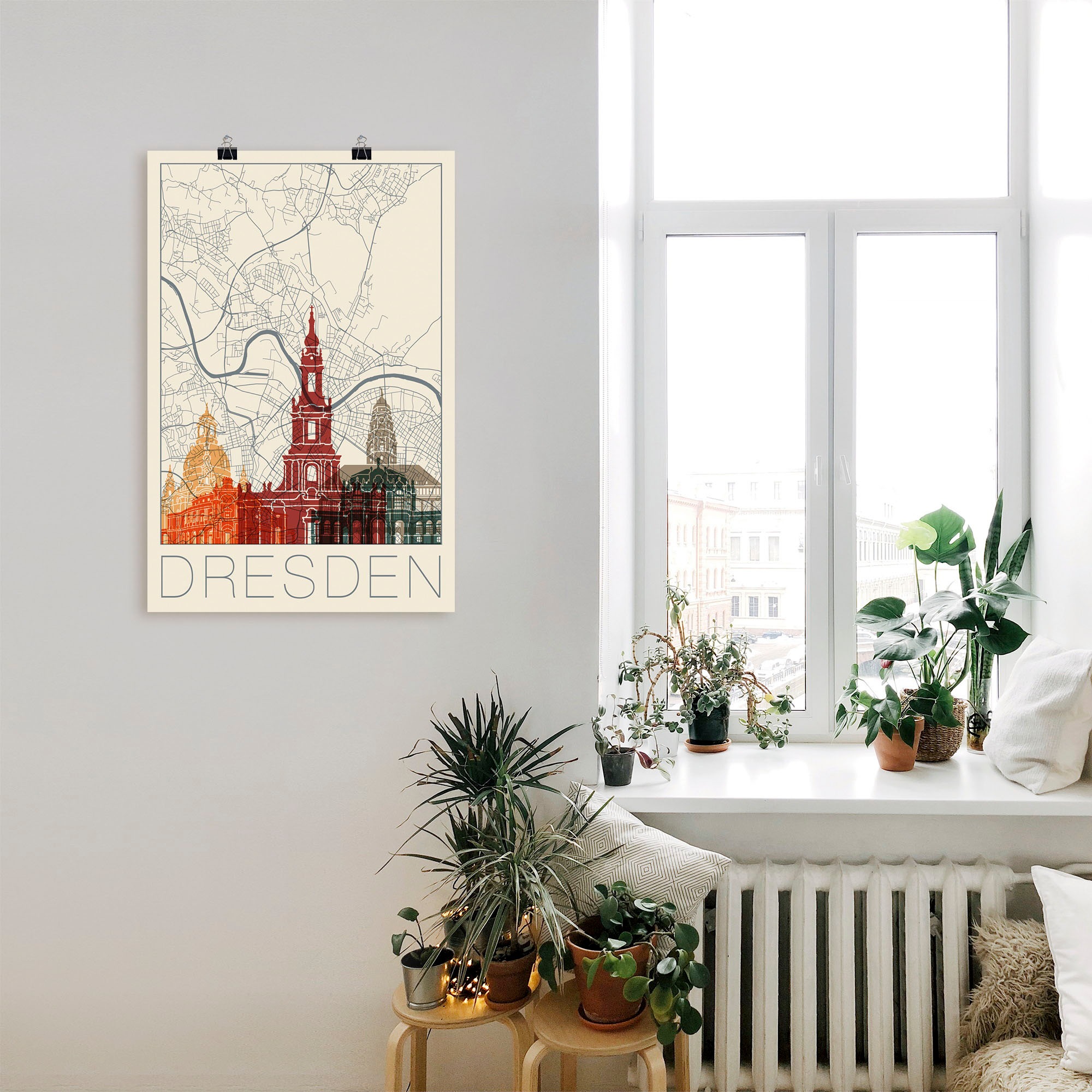 Artland Wandbild »Retro Karte Dresden«, Deutschland, (1 St.), als Alubild, Leinwandbild, Wandaufkleber oder Poster in versch. Größen