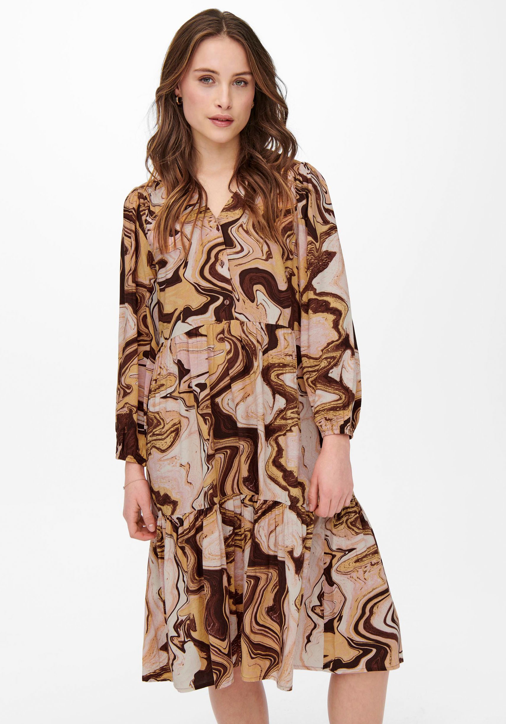 Only Druckkleid »ONLNAJA 7/8 CALF DRESS«, mit Volant