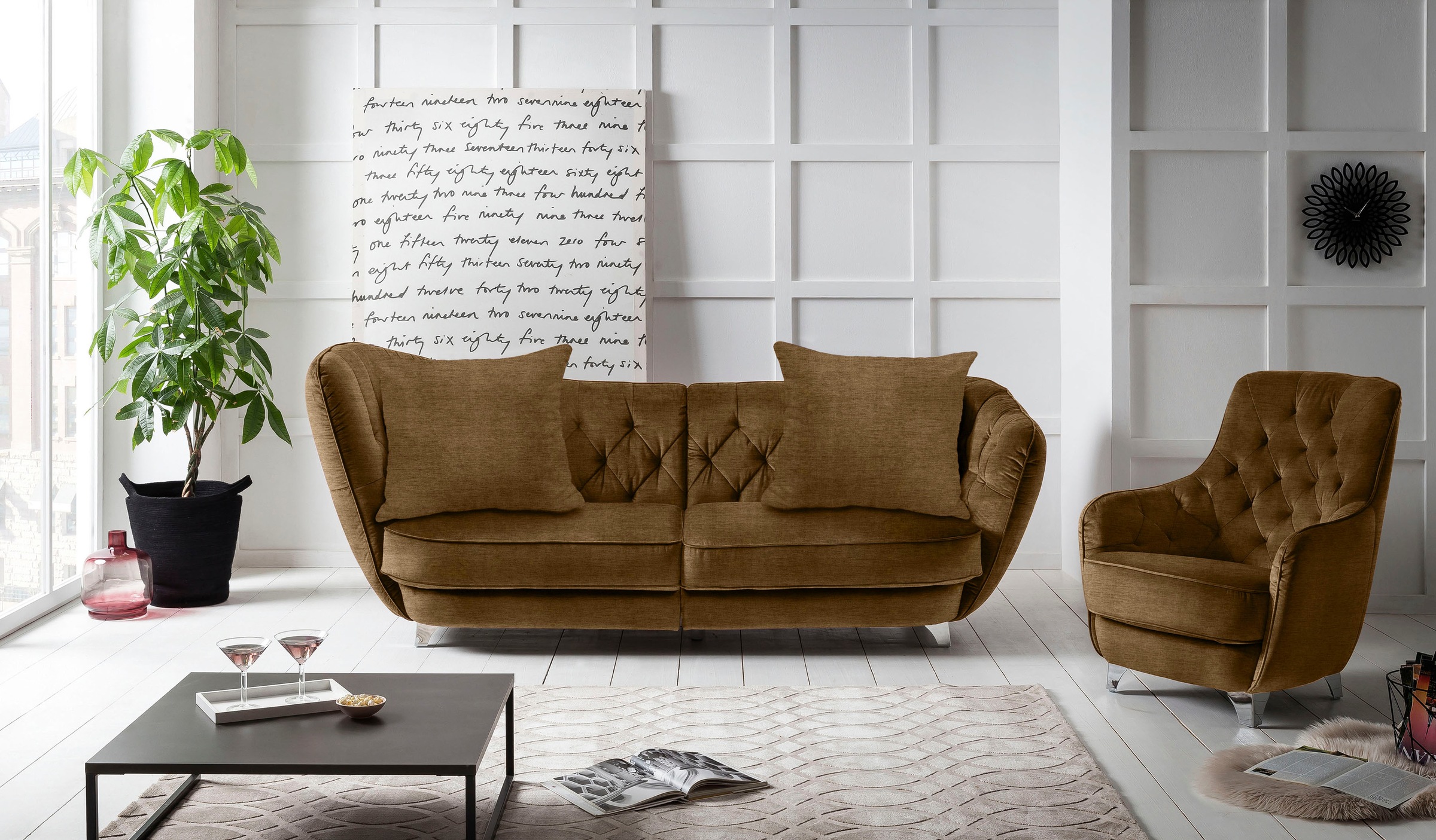 Leonique Big-Sofa »Retro«, stylischer Hochlehner