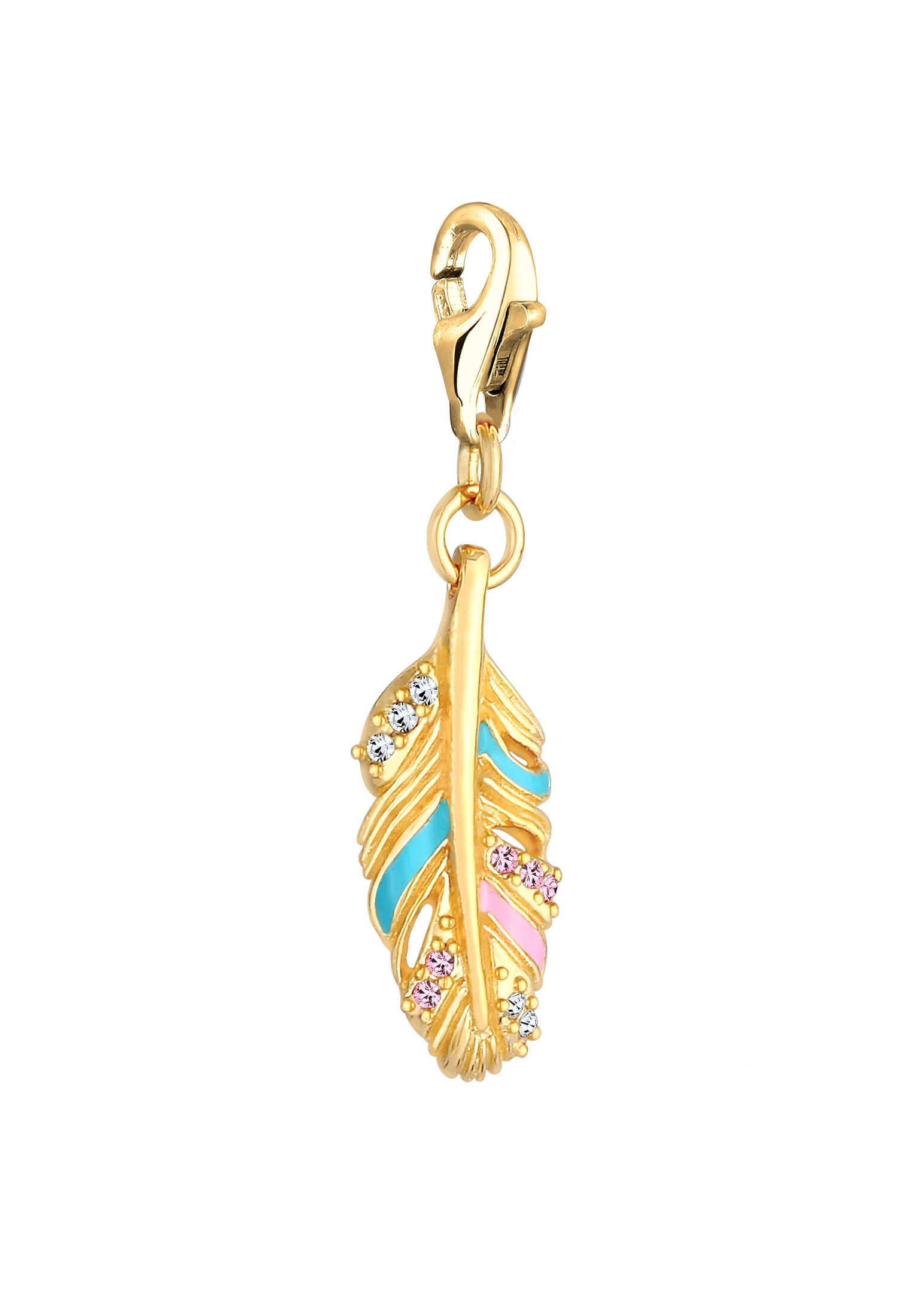 Nenalina Charm-Einhänger »Charm Feder Emaille Kristalle Boho 925 silber«